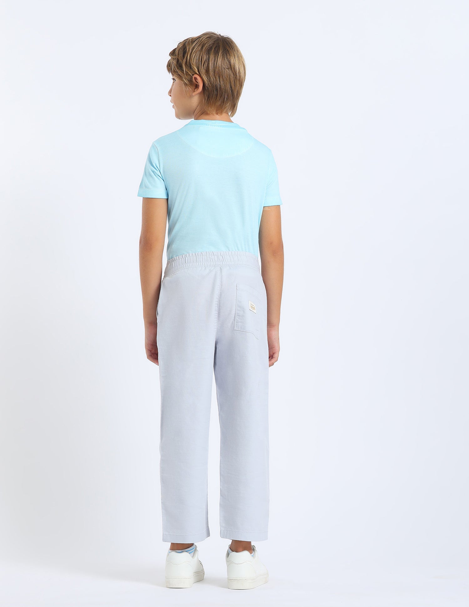 Boys Solid Relaxed Fit Trousers Light Blue - U.S. POLO ASSN. | Large
