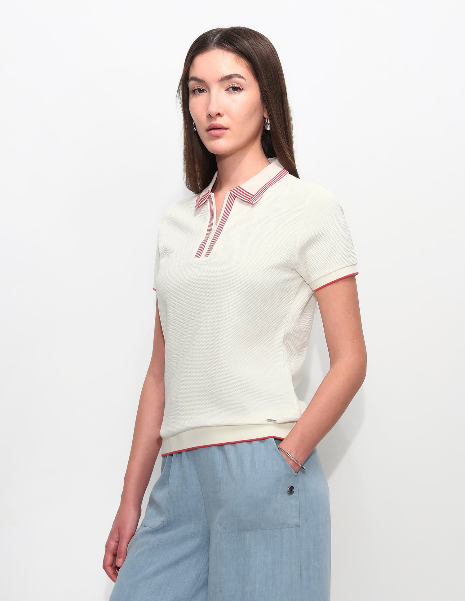 Relaxed Fit Solid Polo Shirt Off White - U.S. Polo Assn. India | Large