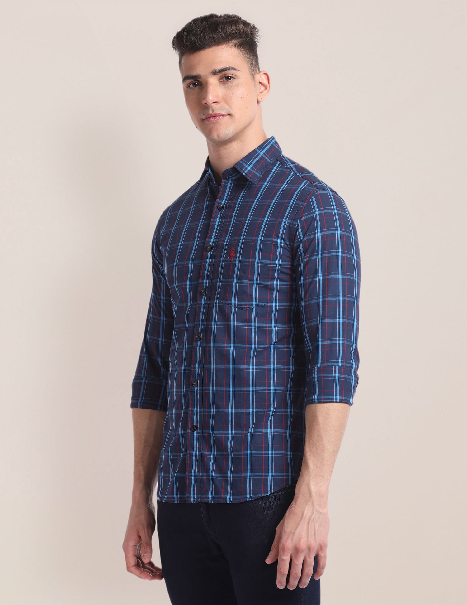 Premium Cotton Check Shirt Navy - U.S. POLO ASSN. | Large