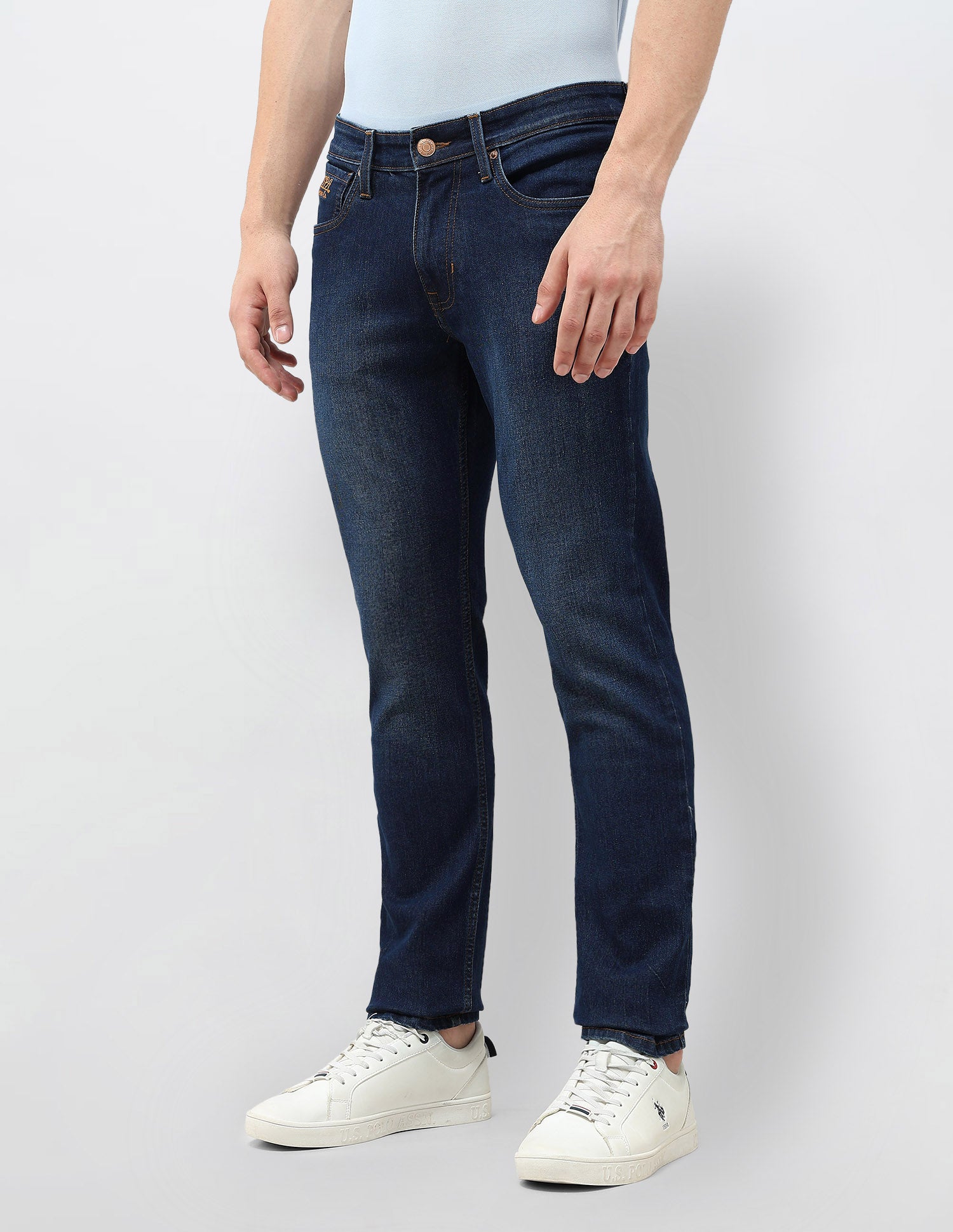 Brandon Slim Tapered Fit Stone Washed Jeans Dark Blue - U.S. POLO ASSN. | Large