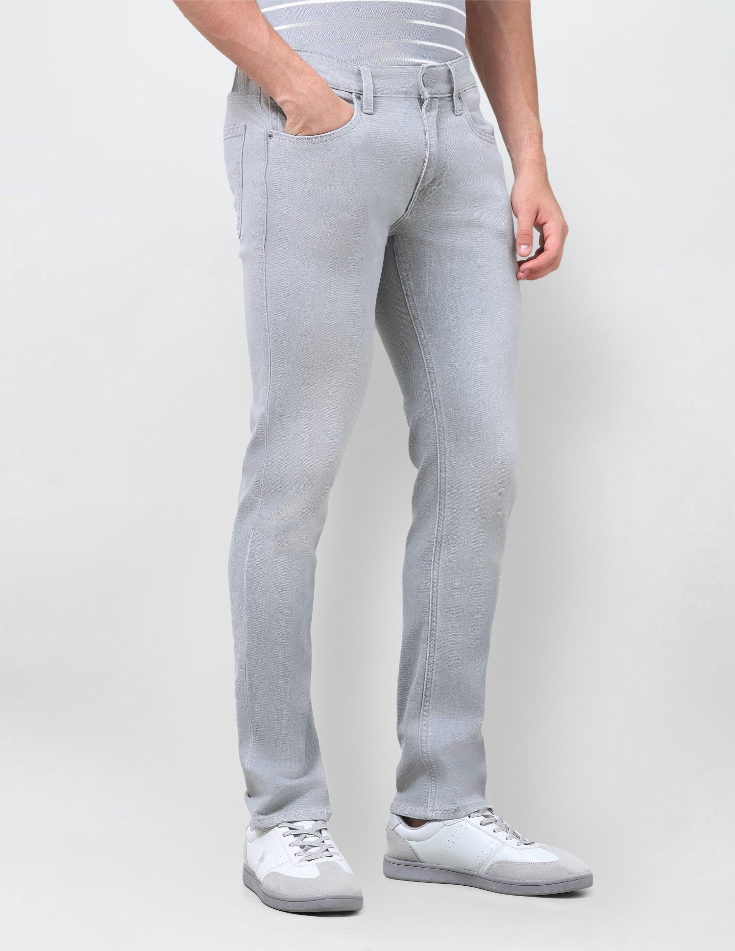 Brandon Slim-Tapered Fit Grey Jeans Washed Grey - U.S. Polo Assn. India | Large