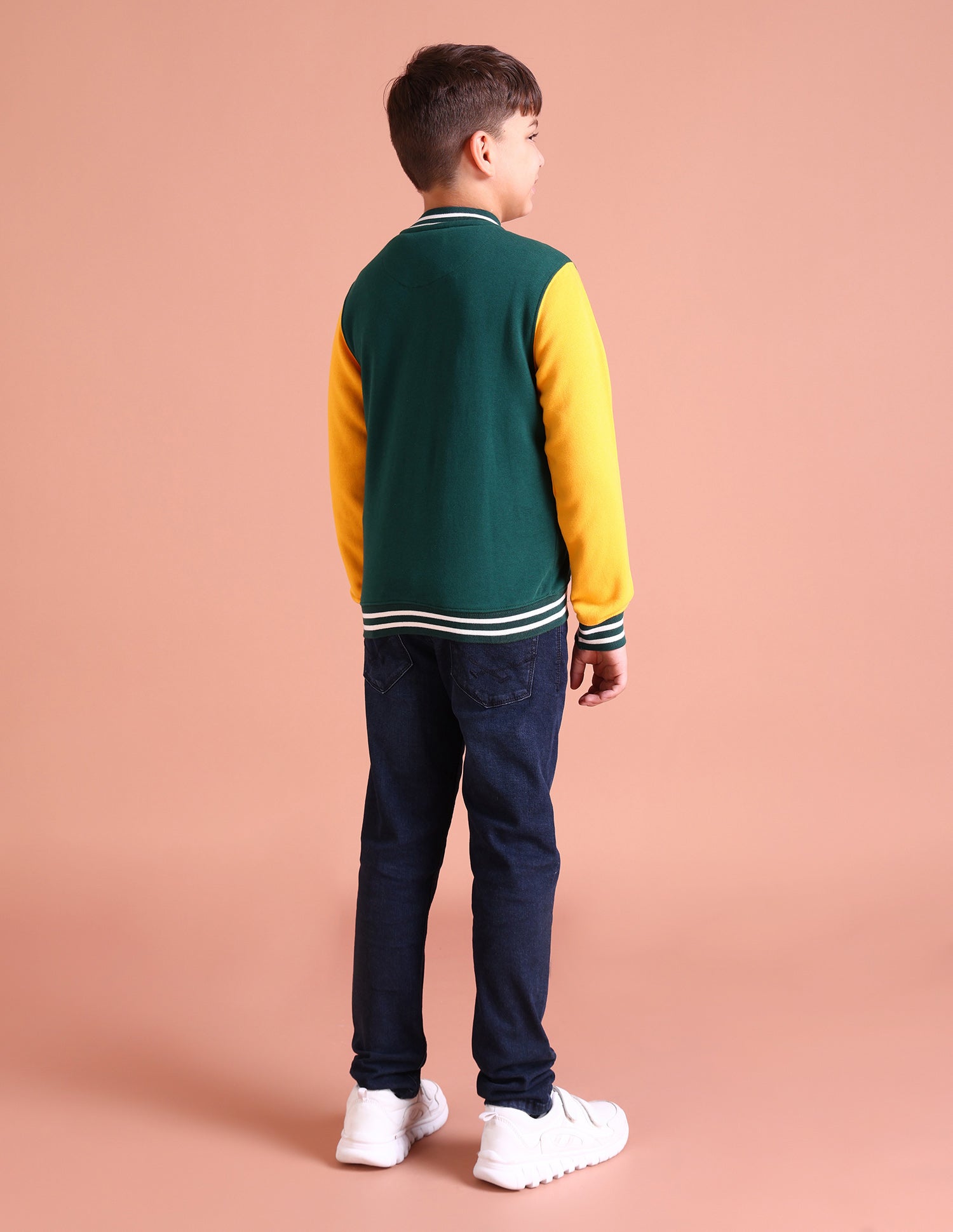 Boys Green Stand Neck Colour Block Sweatshirt Dark Green - U.S. POLO ASSN. | Large