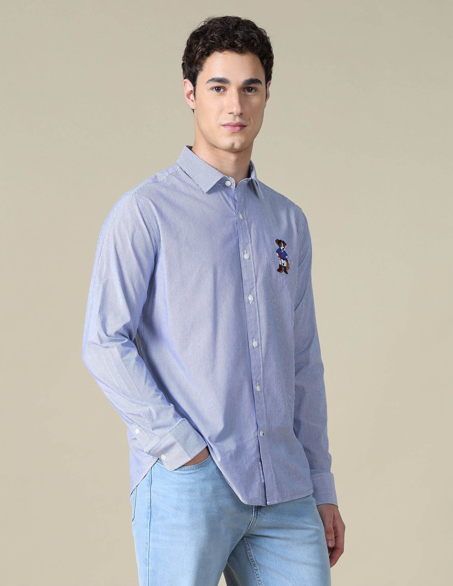 Vertical Striped Tailored Fit Shirt Blue - U.S. Polo Assn. India | Large