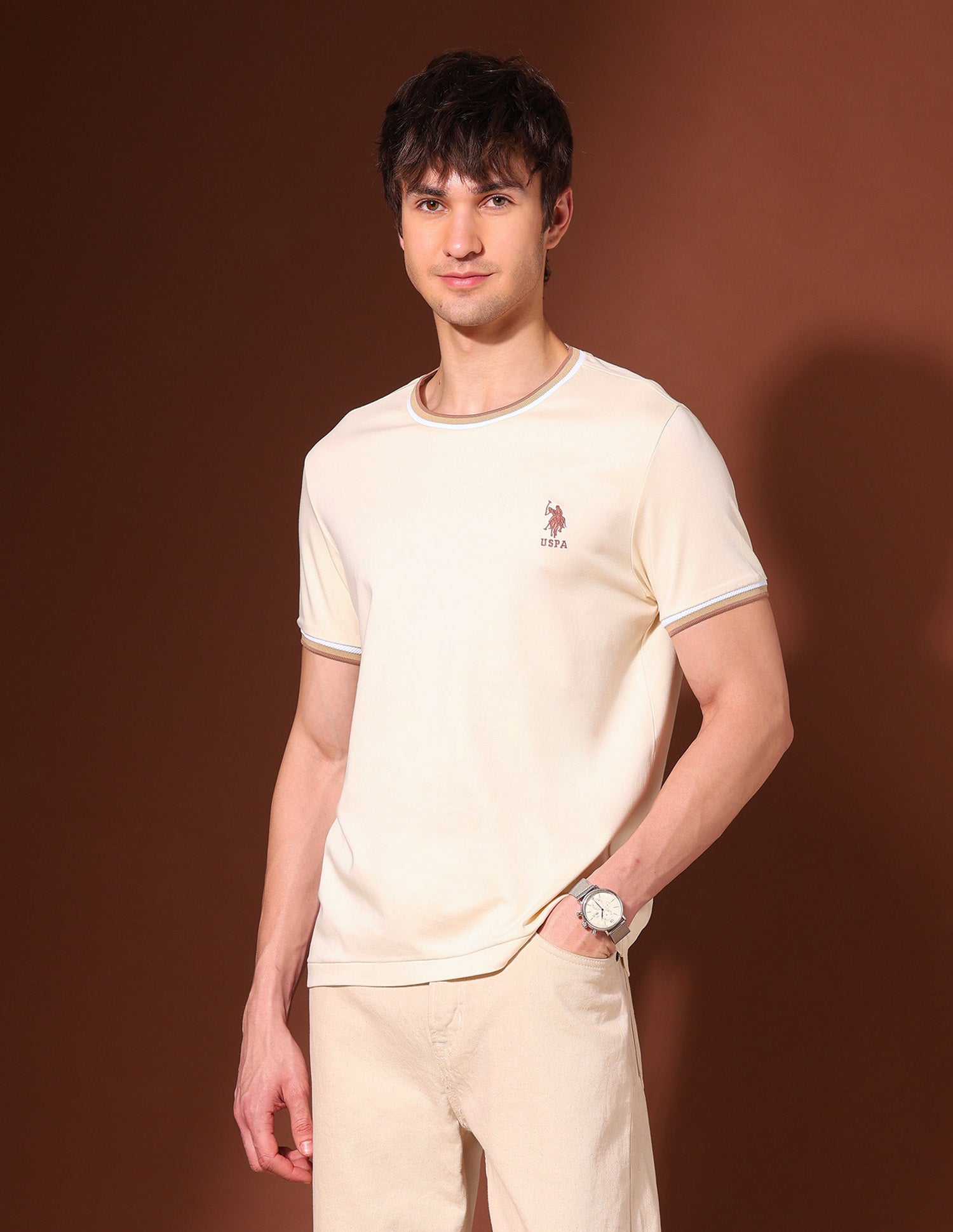 Slim Fit Working Holiday T-Shirt Beige - U.S. POLO ASSN. | Large