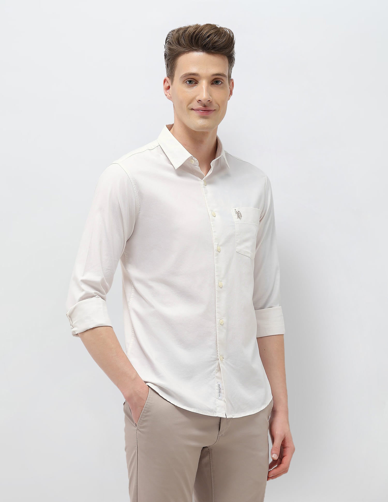 Casa De Campo Regular Fit Shirt Ivory - U.S. Polo Assn. India | Large