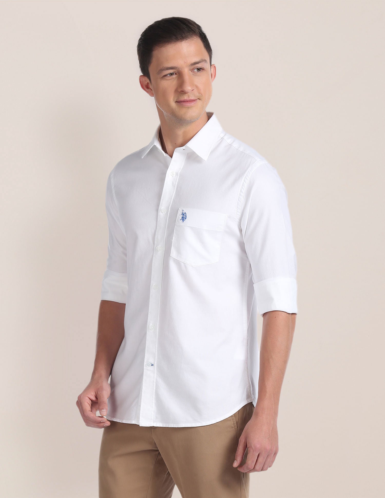 Solid Dobby Casual Shirt White - U.S. Polo Assn. India | Large