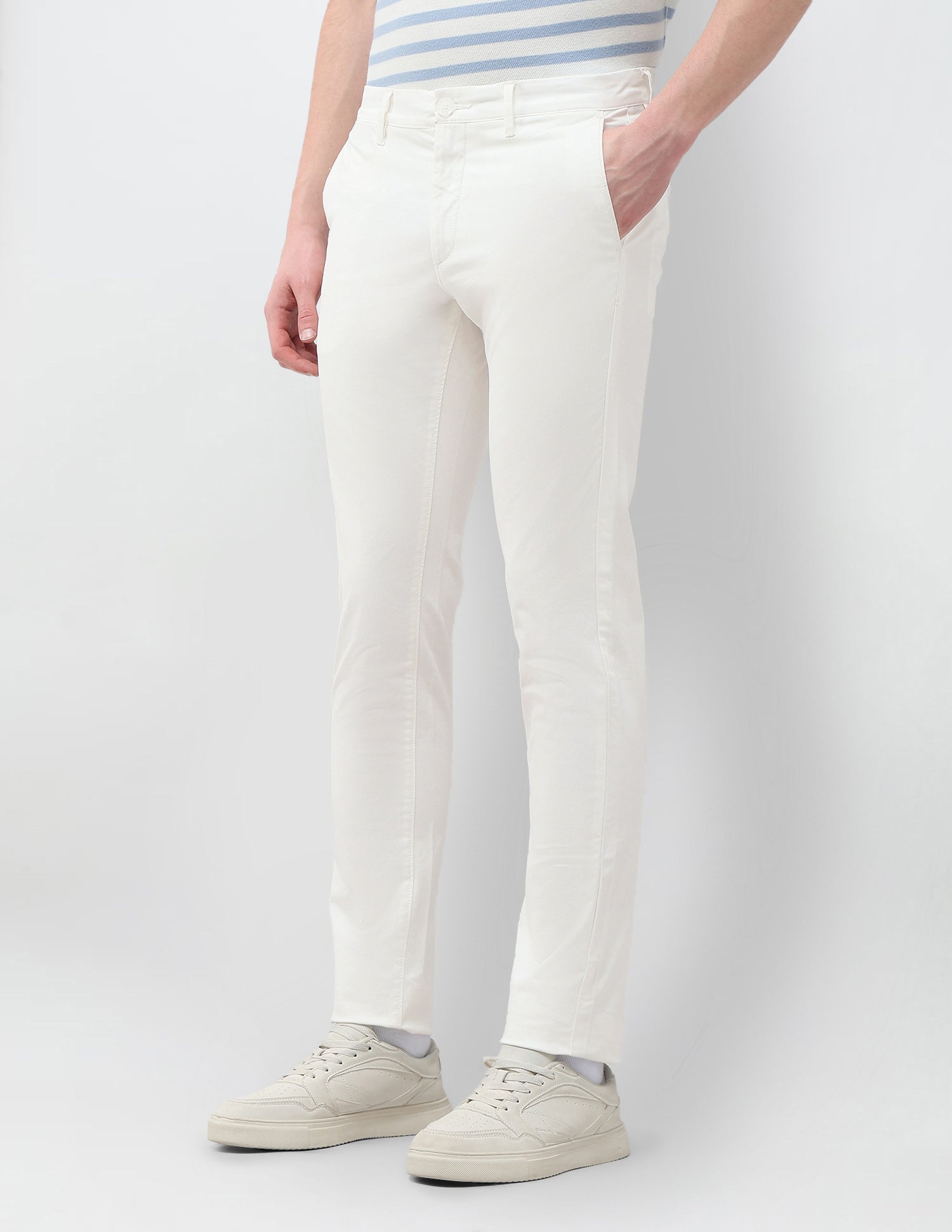 Denver Slim Fit Satin Trousers White - U.S. Polo Assn. India | Large