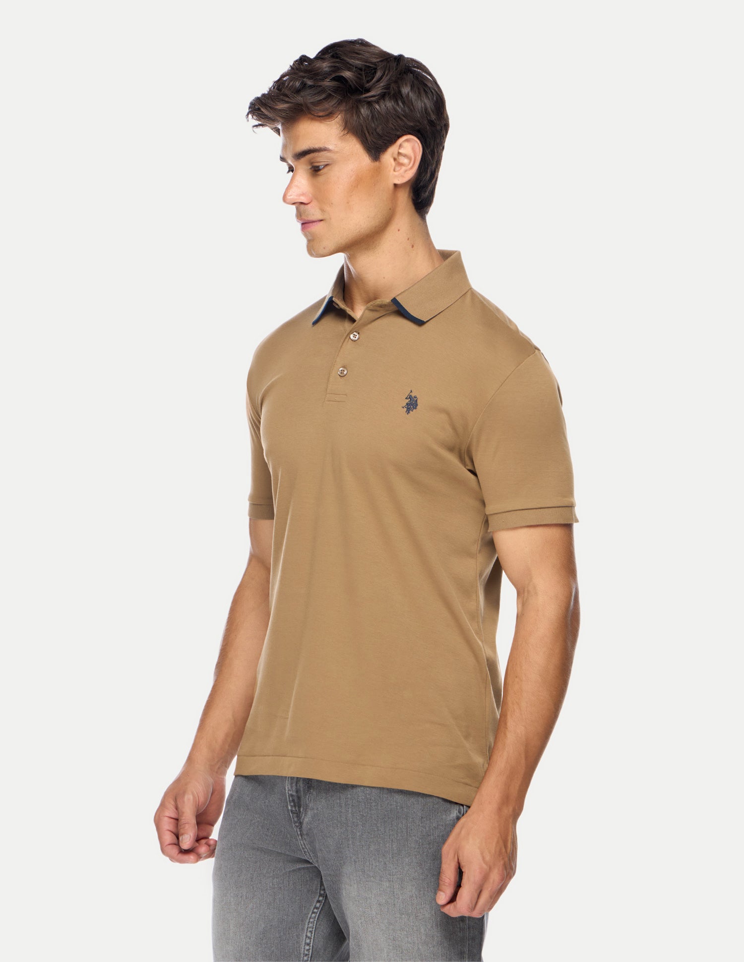 Solid Slim Fit Polo Shirt Brown - U.S. Polo Assn. India | Large