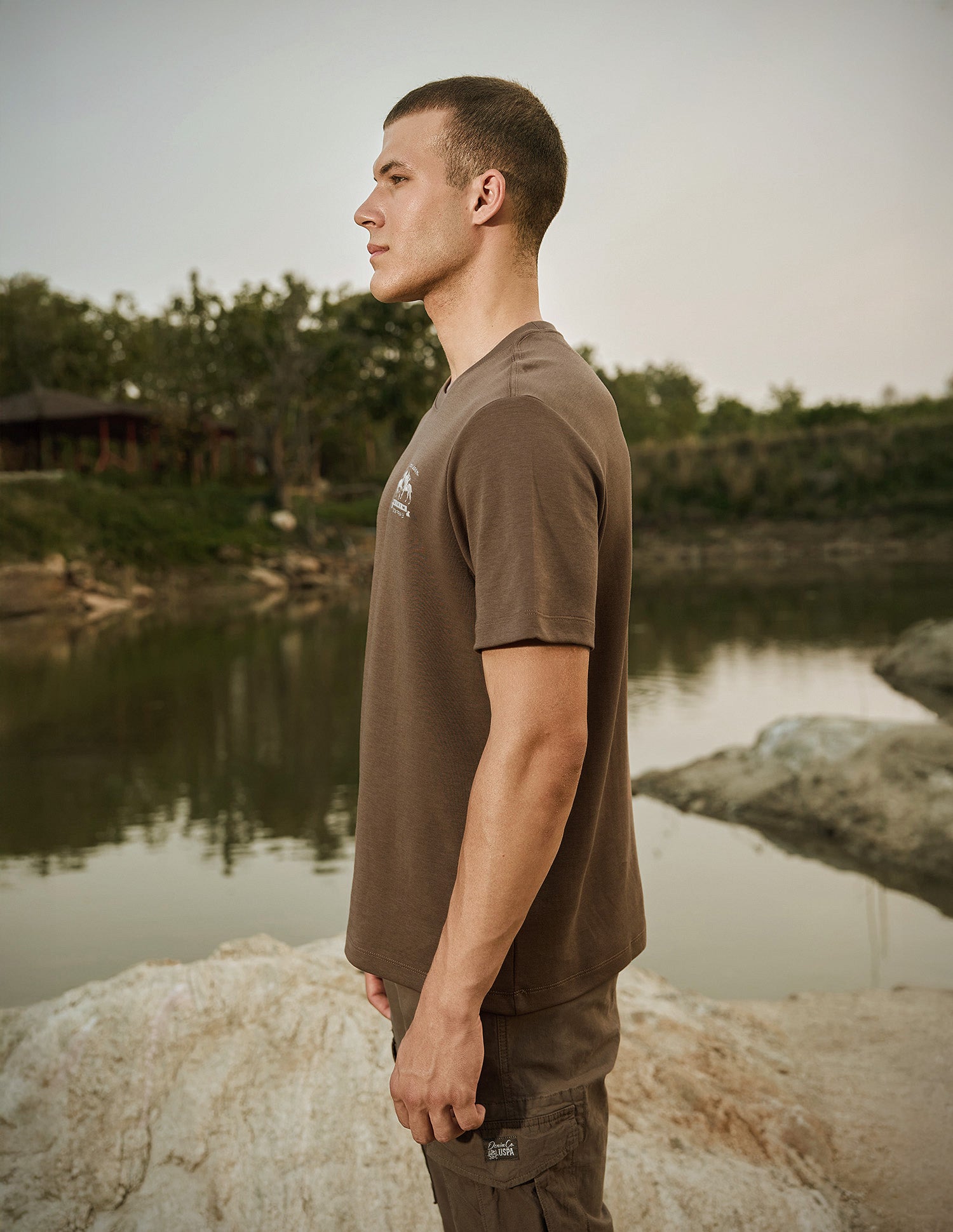 Relaxed Fit Pure Cotton T-Shirt Brown - U.S. Polo Assn. India | Large