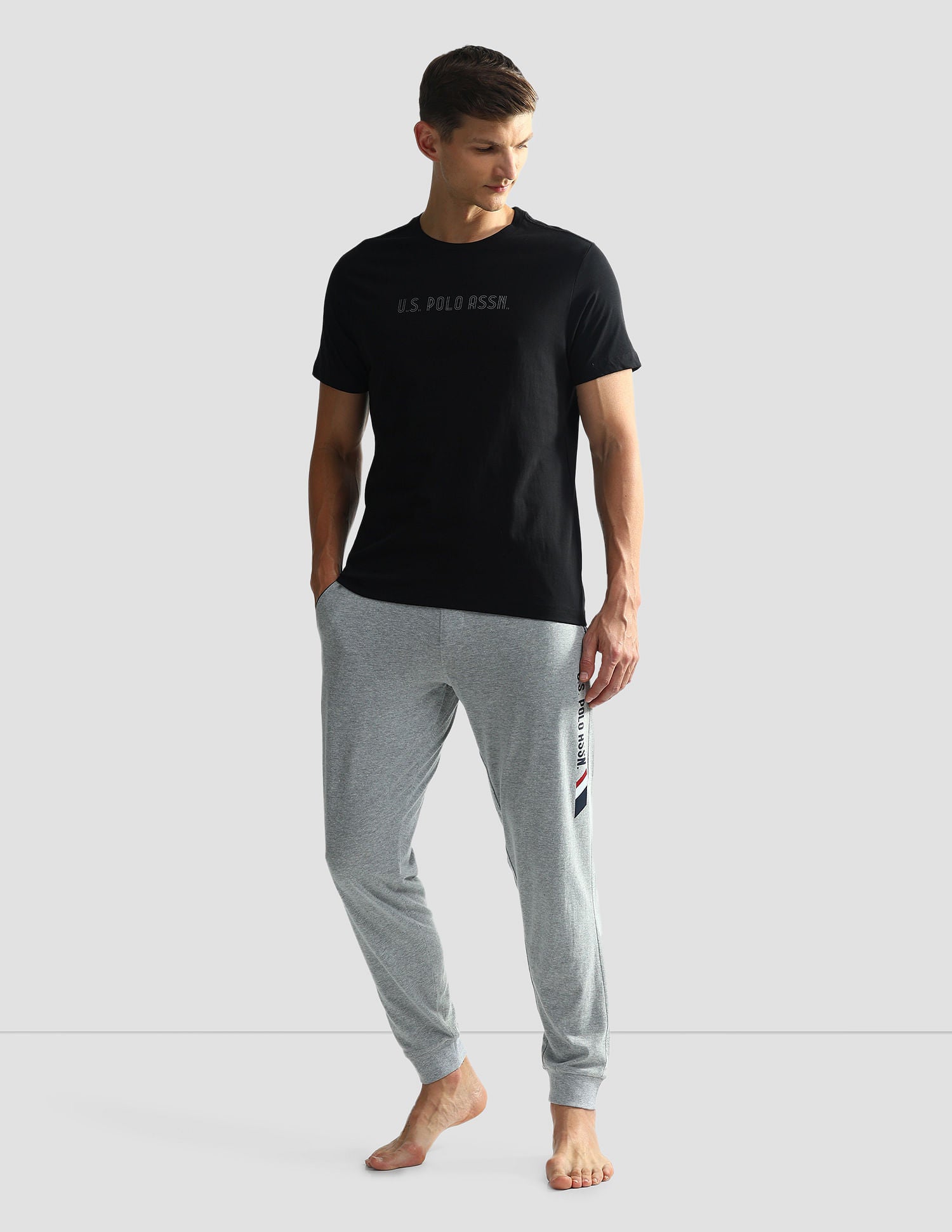 Brand Print Cotton OEE03 Lounge T-Shirt - Pack Of 2 Navy and Dk Green - U.S. POLO ASSN. | Large