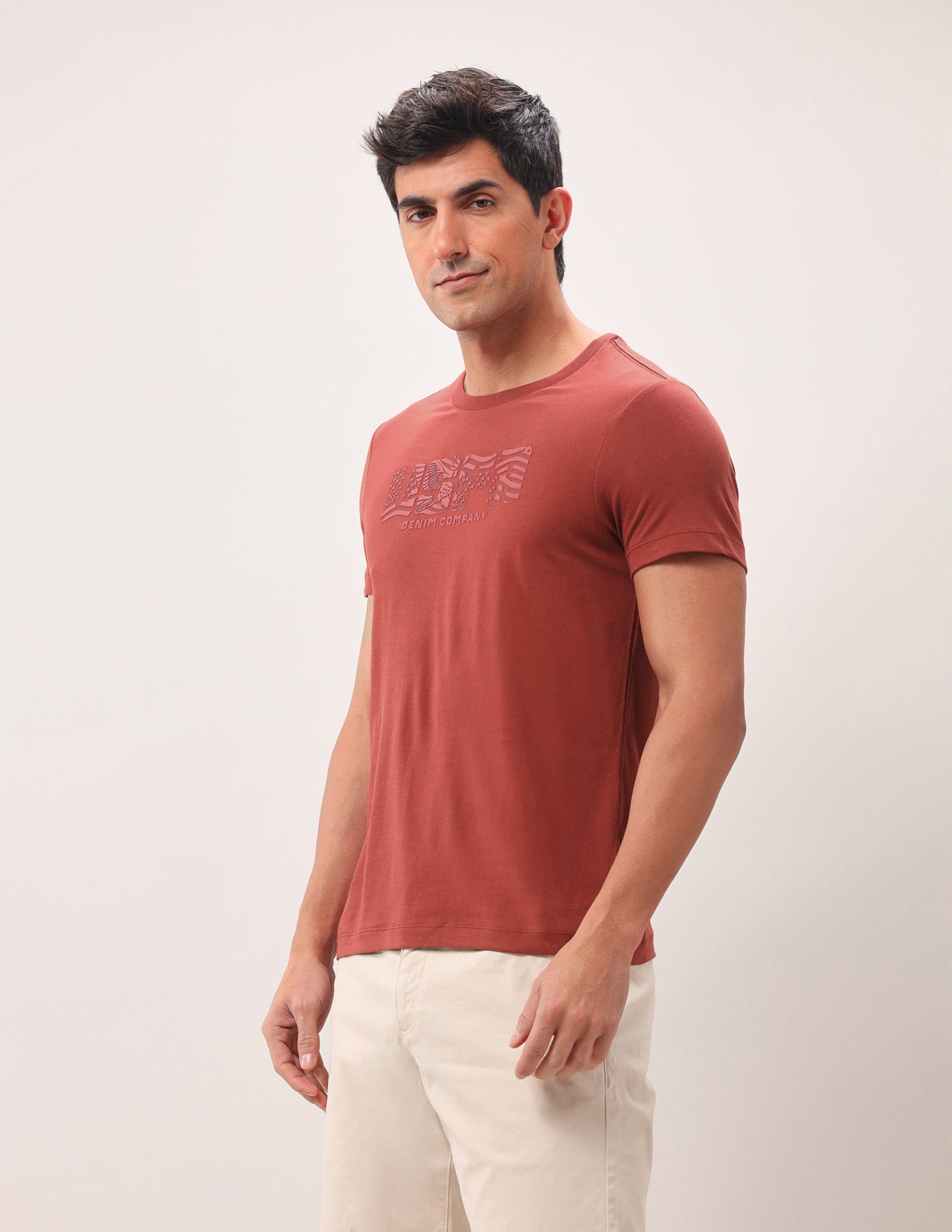 Brand Printed Muscle Fit T-Shirt Rust - U.S. Polo Assn. India | Large
