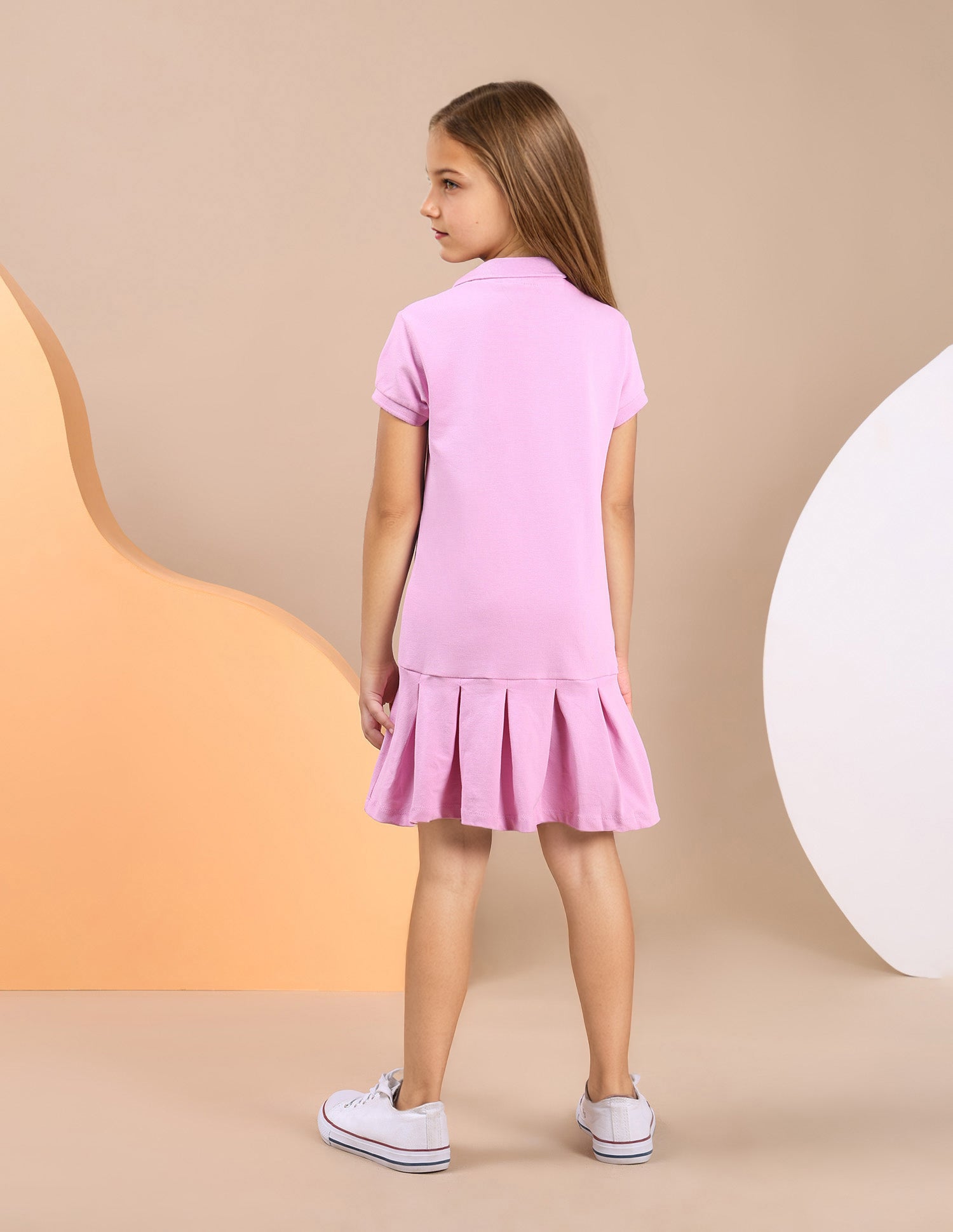 Girls Knife Pleat Cotton Dress Light Pink - U.S. POLO ASSN. | Large