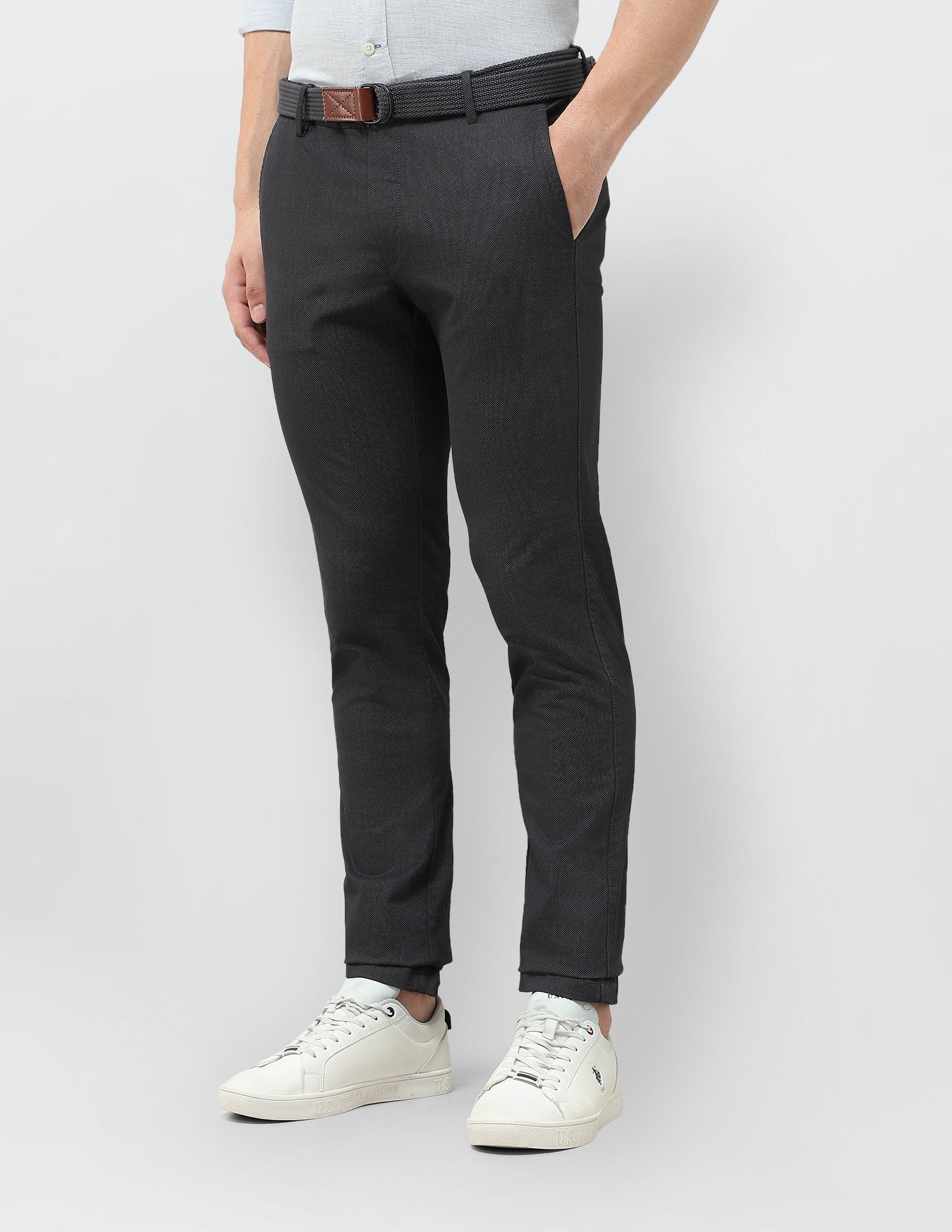 Denver Slim Fit Satin Trousers Charcoal - U.S. POLO ASSN. | Large