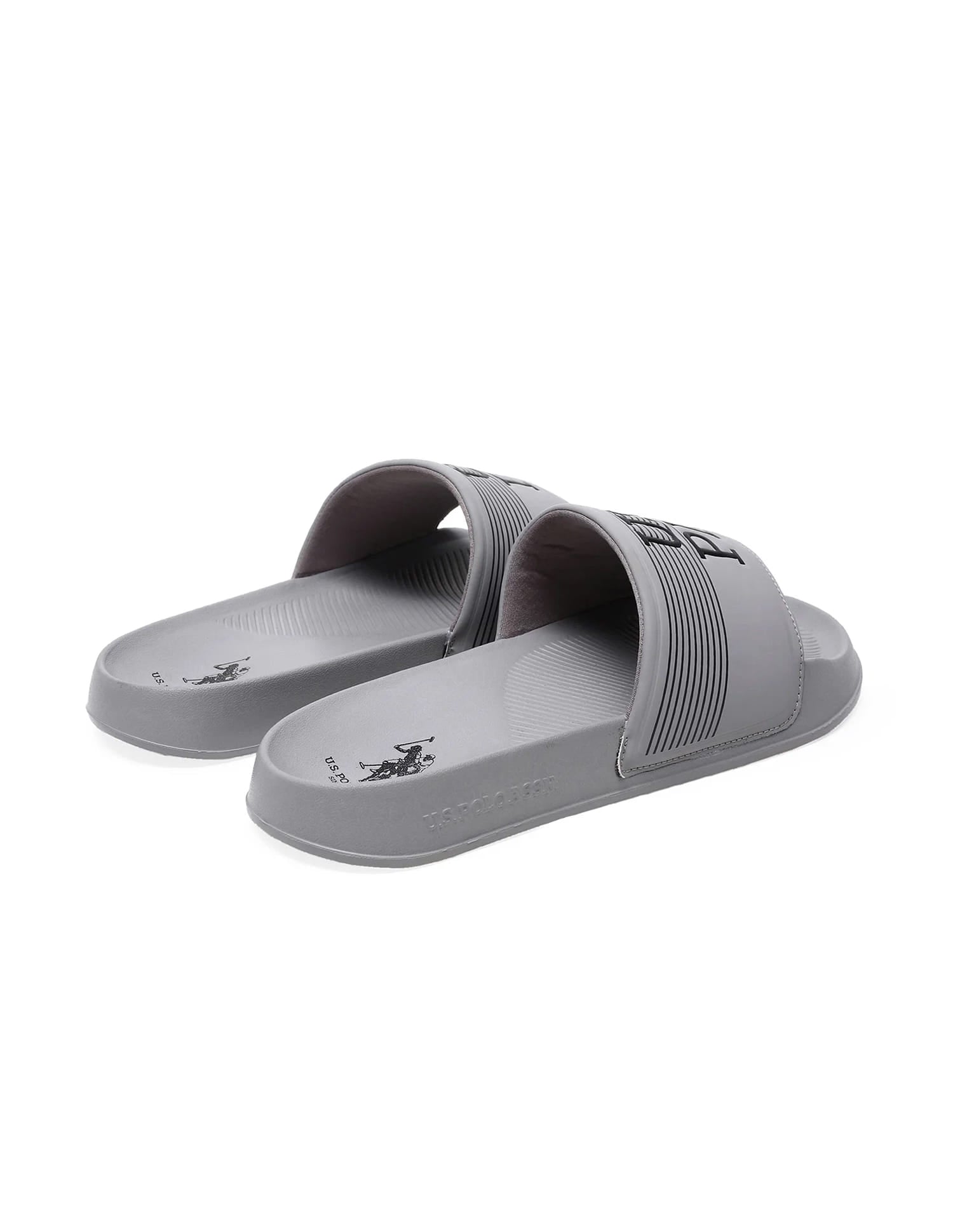 Men Brand Print Beesley 5.0 Slides Grey - U.S. Polo Assn. India | Large
