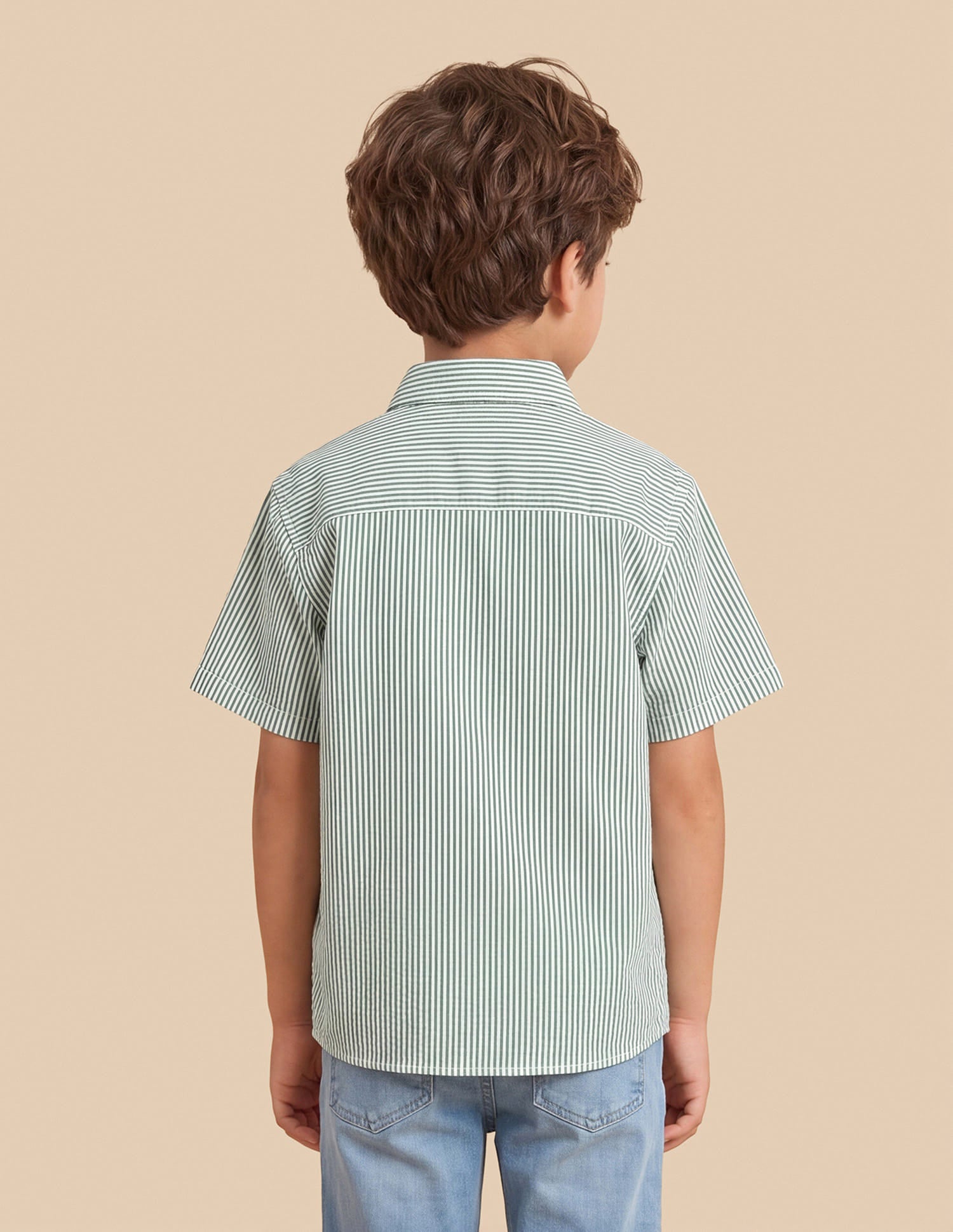 Vertical Striped Boxy Fit Shirt Green - U.S. Polo Assn. India | Large