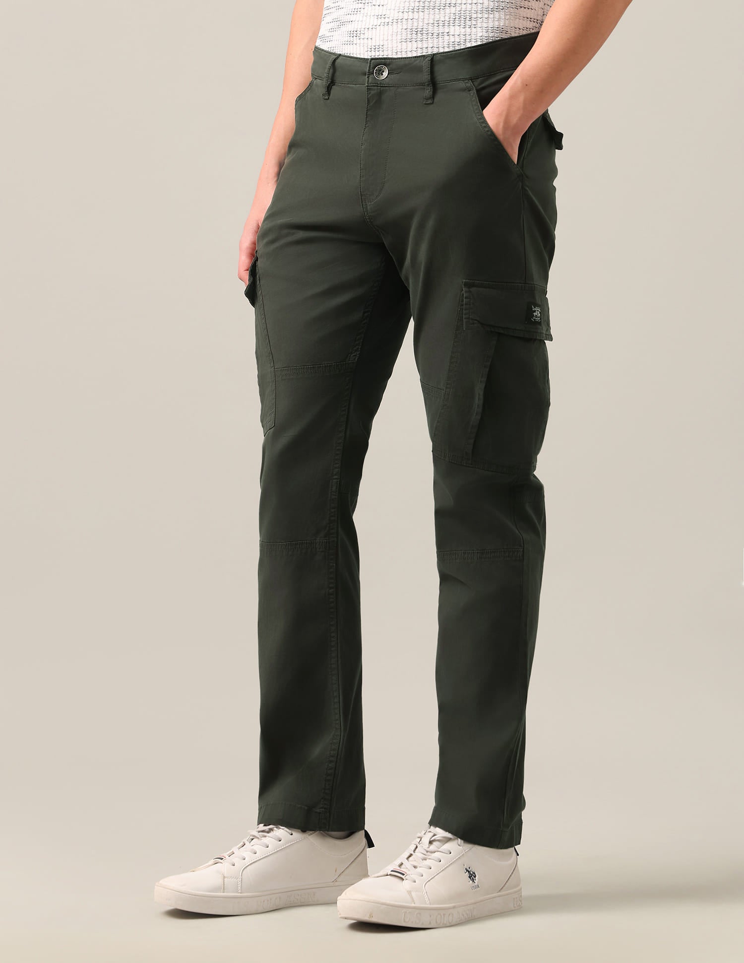Harold Slim Straight Fit Twill Cargos Green - U.S. Polo Assn. India | Large