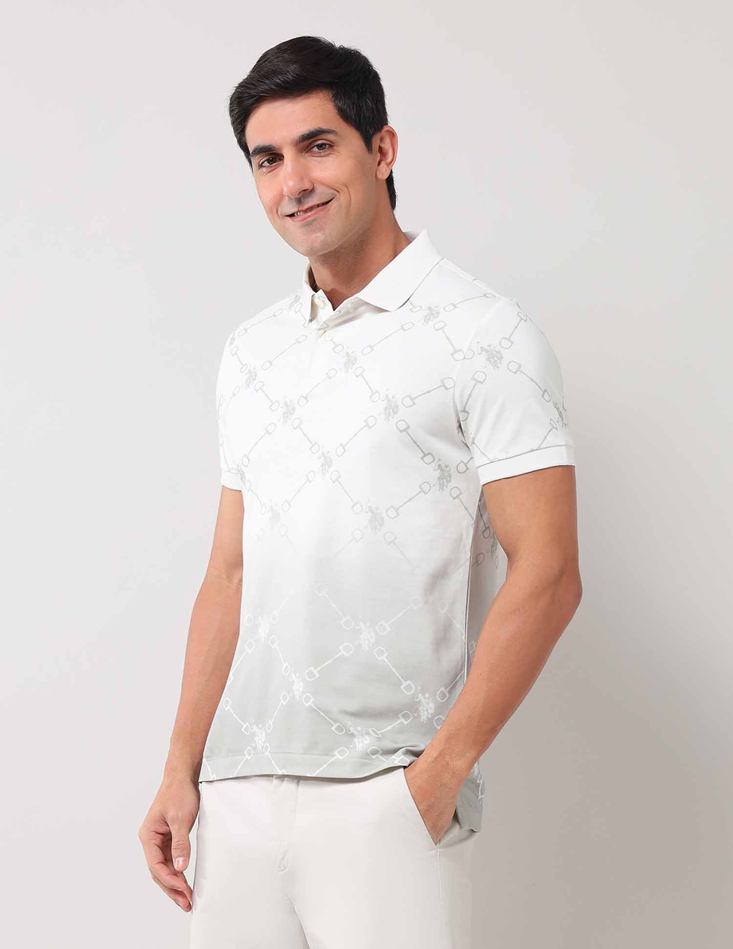 Brand Printed Muscle Fit Polo Shirt Grey - U.S. Polo Assn. India | Large