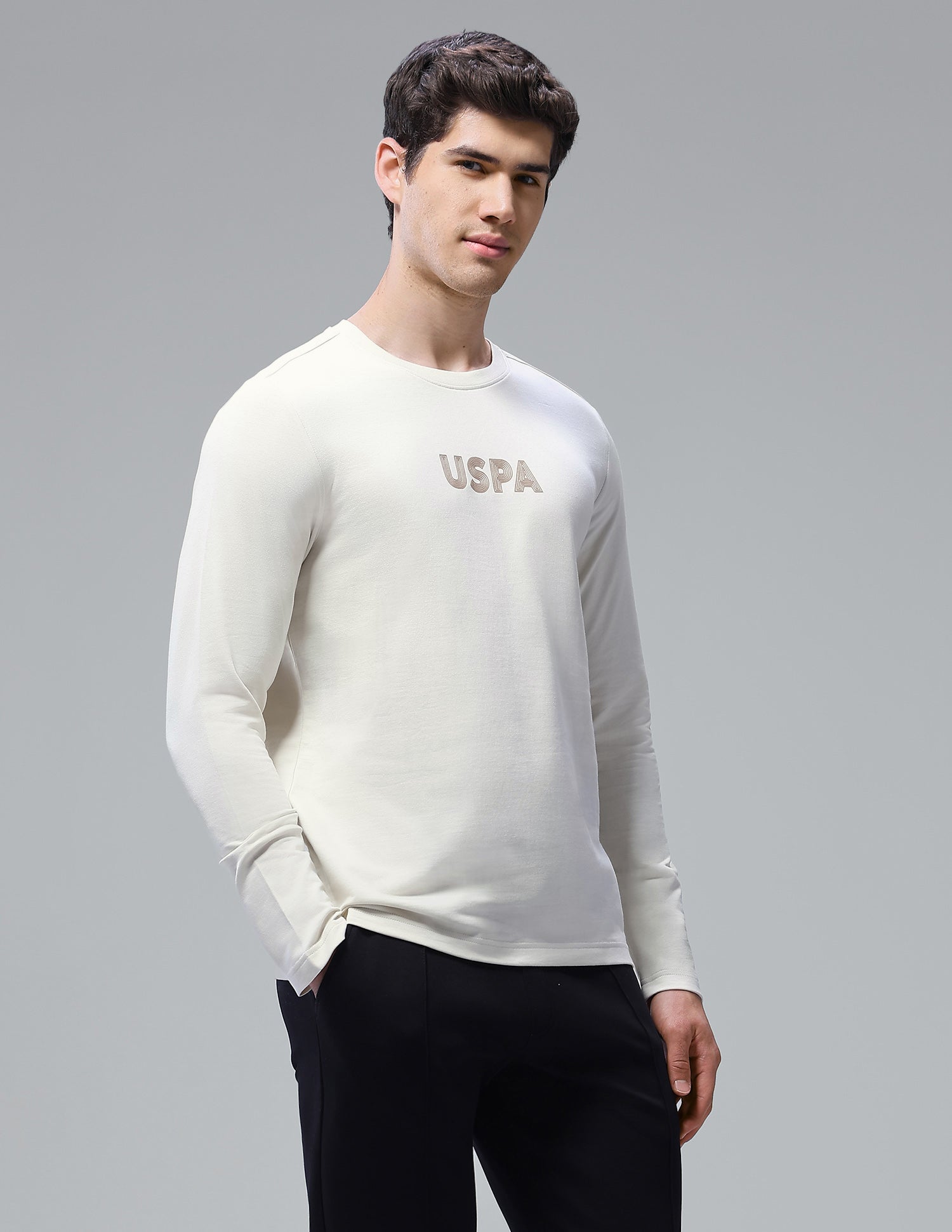 Solid Comfort Fit Loungewear T-Shirt Bone White - U.S. Polo Assn. India | Large