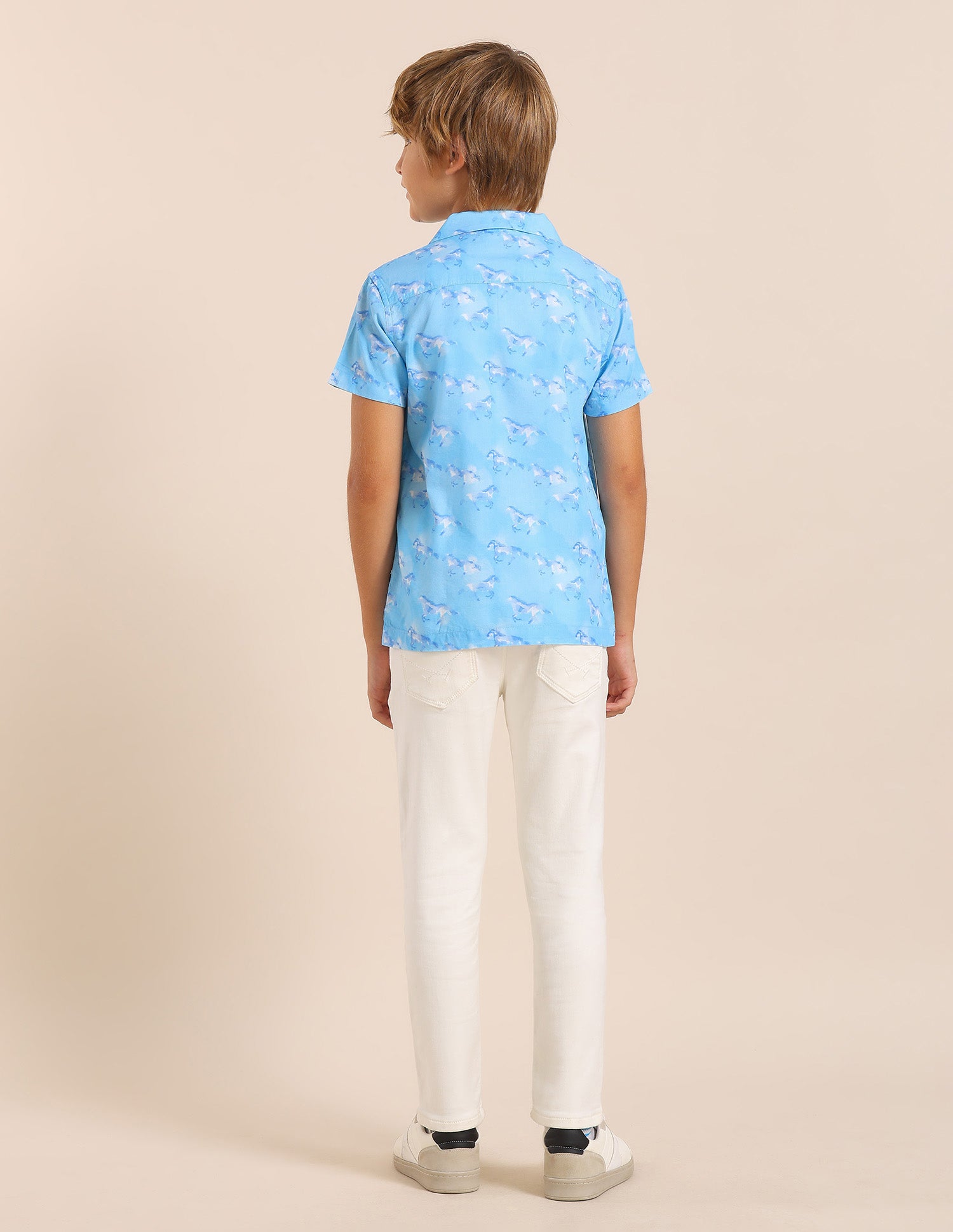 Boys Relaxed Fit All Over Printed Shirt Blue - U.S. POLO ASSN. | Large