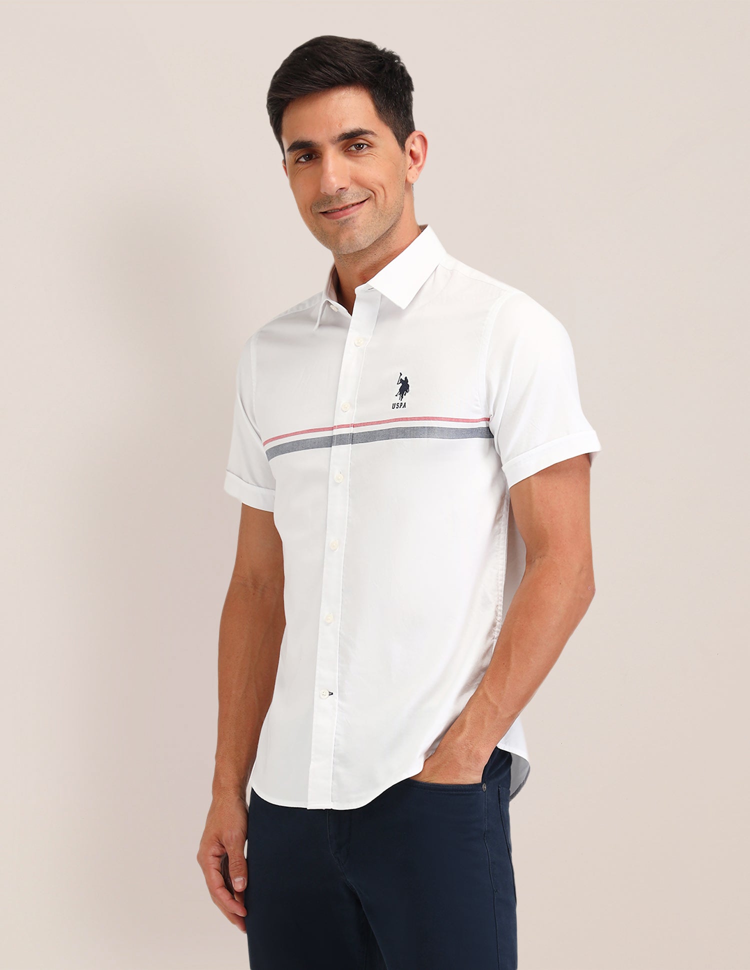 Horizontal Striped Regular Fit Shirt White - U.S. POLO ASSN. | Large
