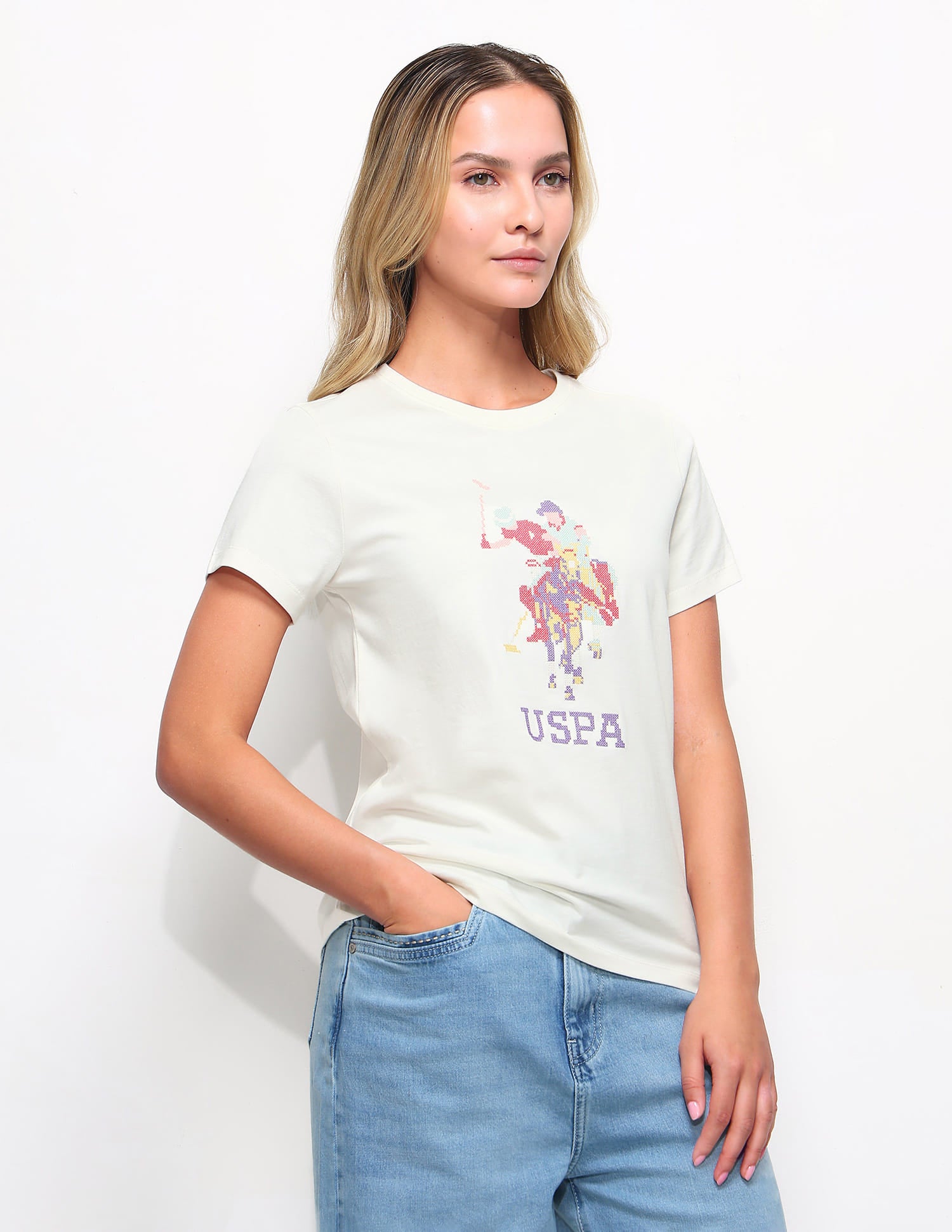 Regular Fit Brand Printed T-Shirt White - U.S. Polo Assn. India | Large