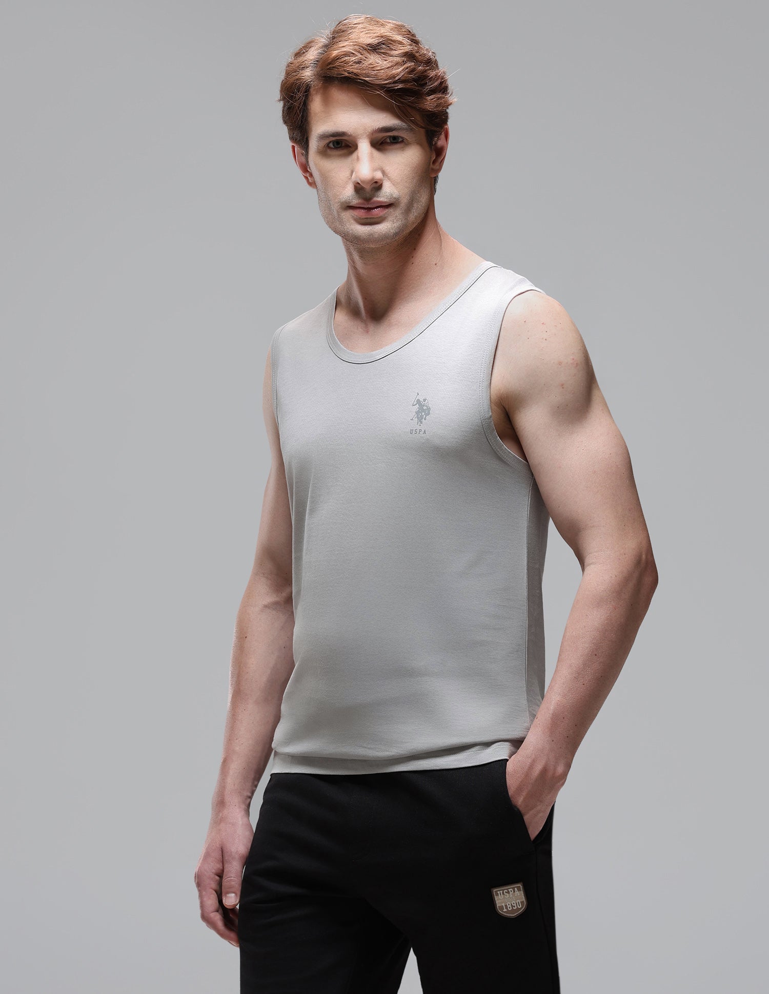 Pure Cotton Printed OEV10 Vest Flint Grey - U.S. Polo Assn. India | Large