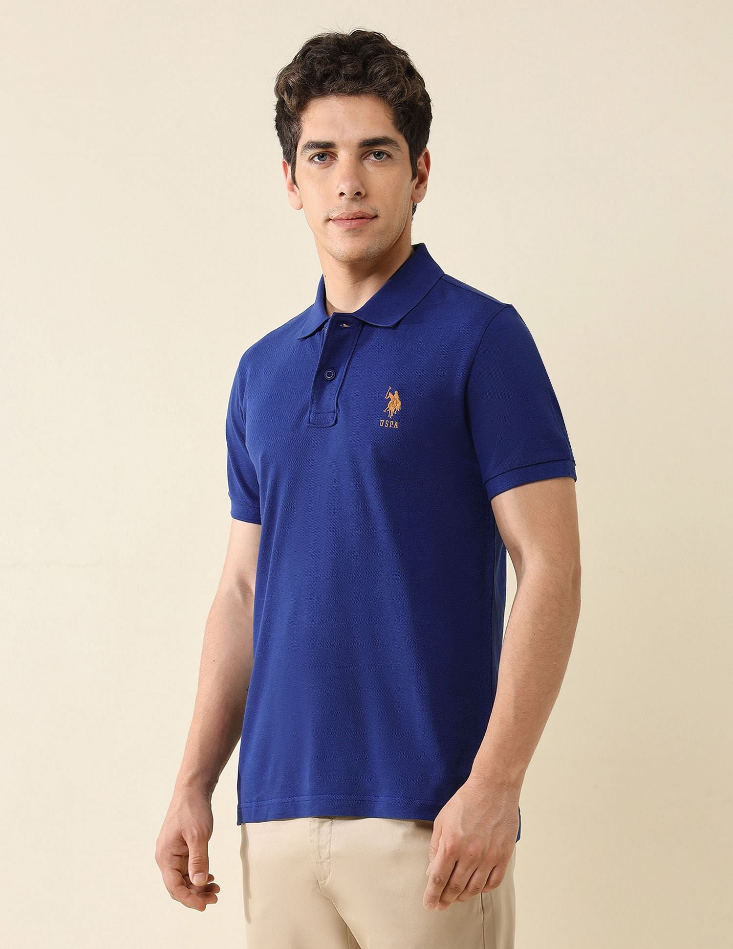 Pure Cotton Slim Fit Polo Shirt Dark Blue - U.S. Polo Assn. India | Large