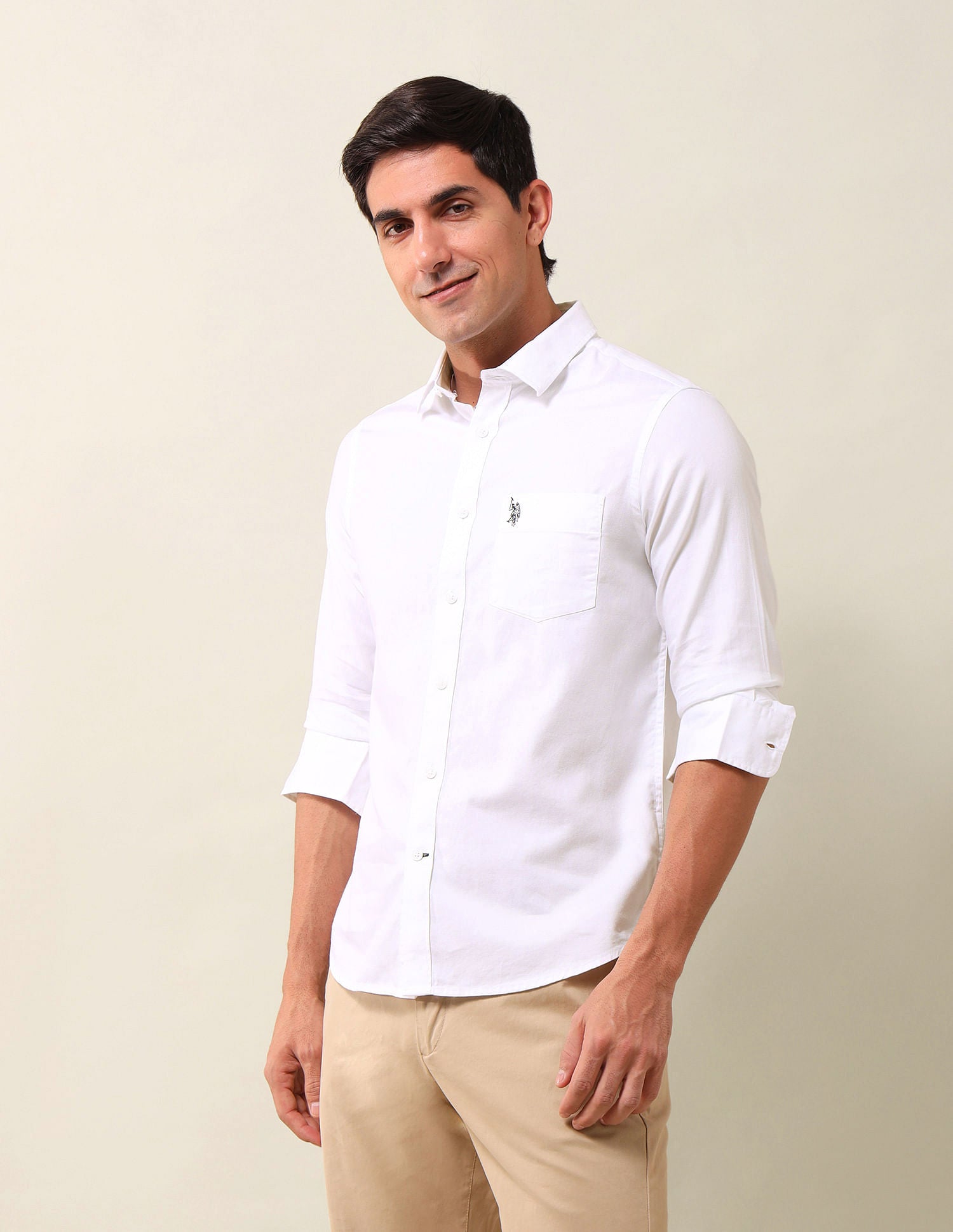 Tailored Fit Solid Shirt White - U.S. POLO ASSN. | Large