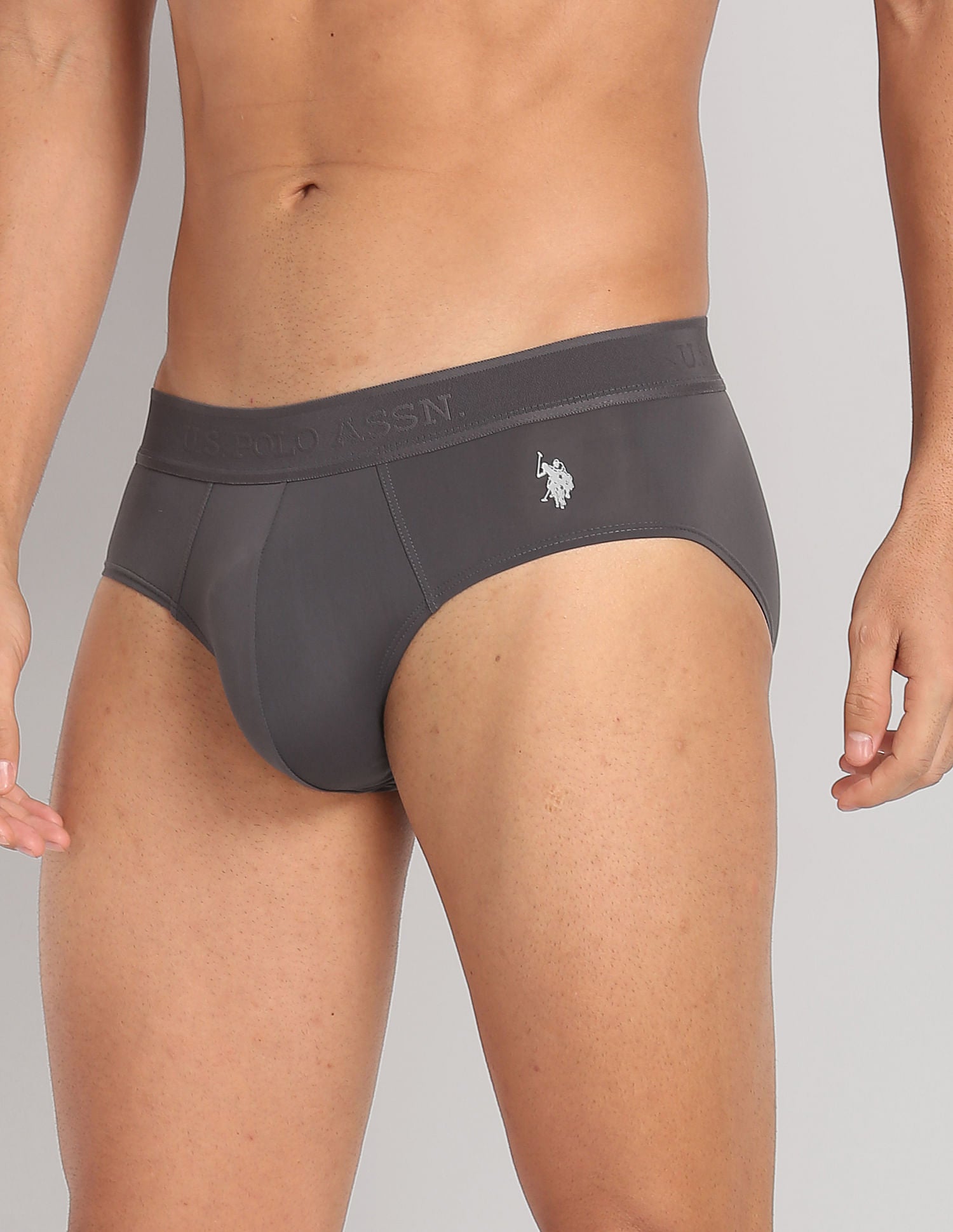 Nylon Stretch Moisture Wicking AB001 Active Briefs - Pack Of 1 Grey - U.S. POLO ASSN. | Large