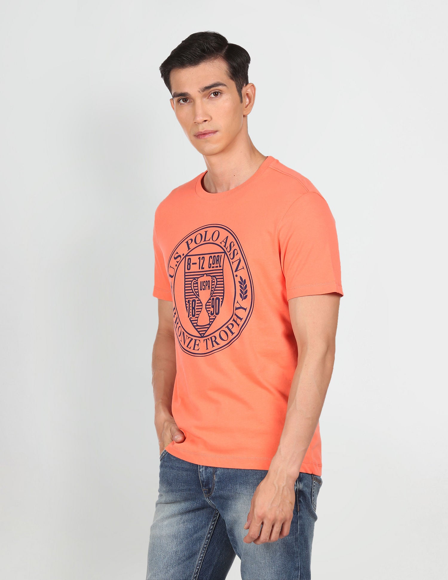 Pure Cotton Brand Print T-Shirt Coral - U.S. Polo Assn. India | Large