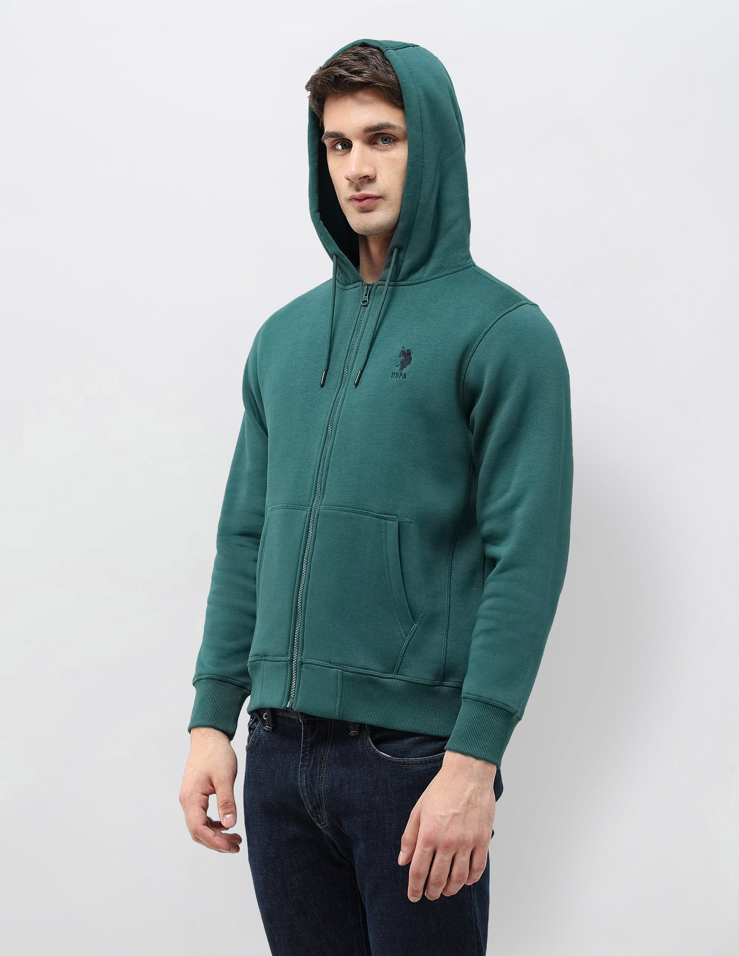 Solid Hooded Sweatshirt Dark Green - U.S. POLO ASSN. | Large