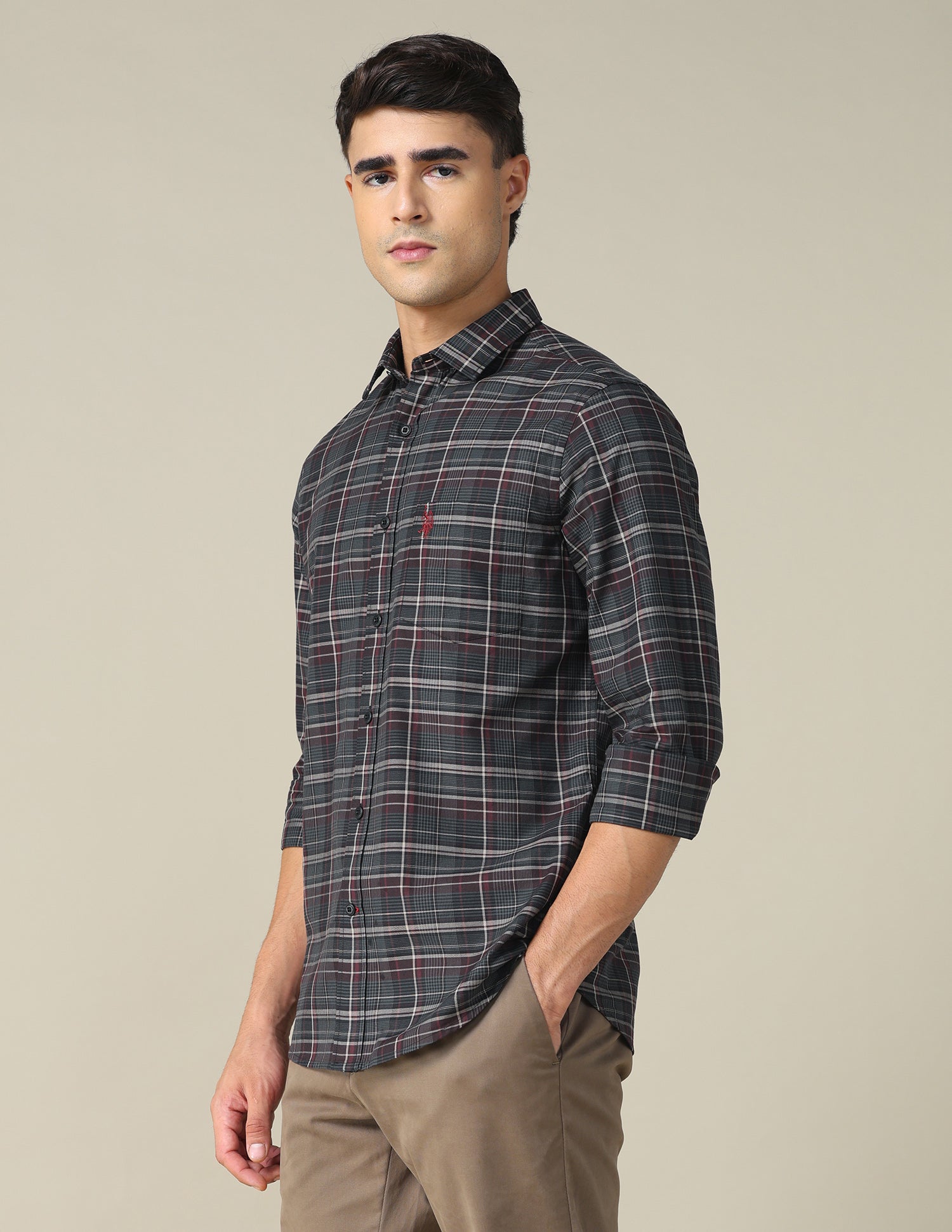 Twill Plaid Checked Shirt Black - U.S. POLO ASSN. | Large