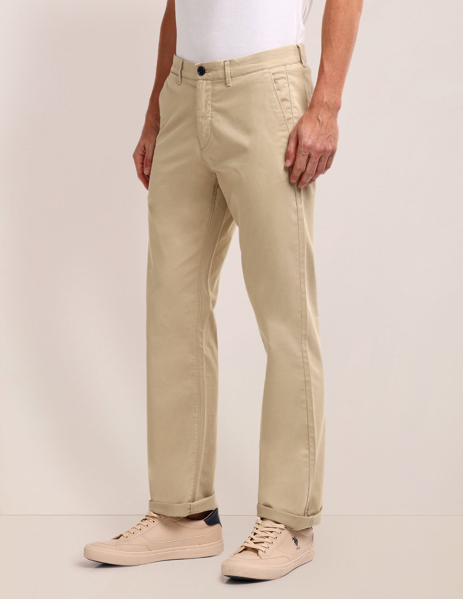 Riley Straight Solid Trousers Khaki - U.S. POLO ASSN. | Large