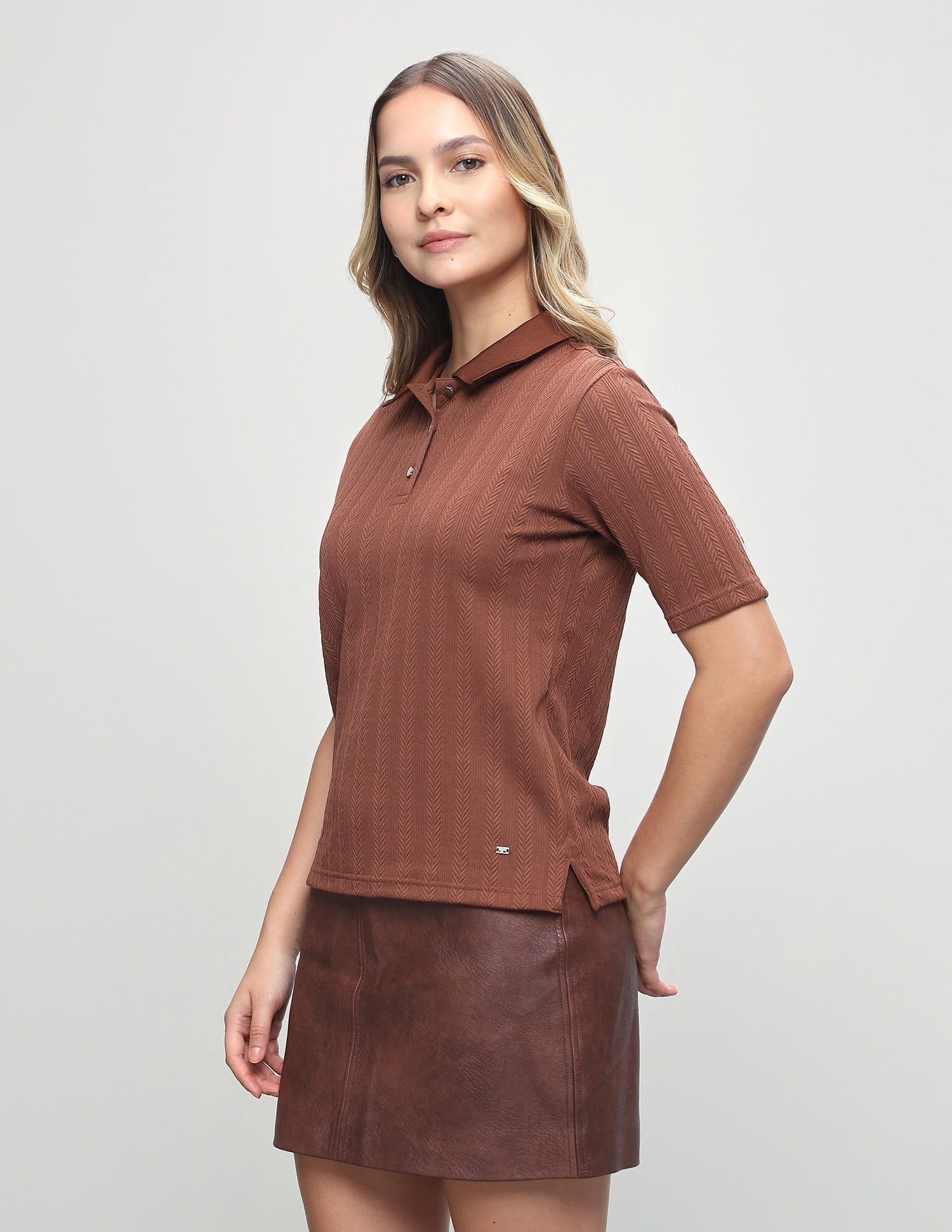 Textured Vertical Striped Regular Fit Polo Shirt Brown - U.S. Polo Assn. India | Large
