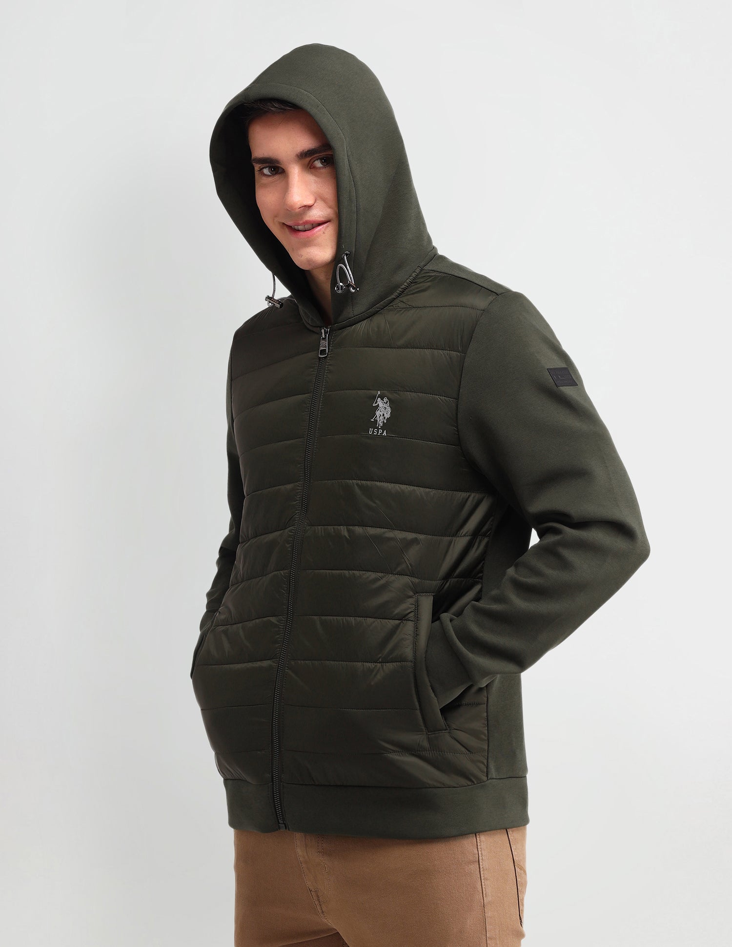 Solid Regular Fit Jacket Olive - U.S. POLO ASSN. | Large