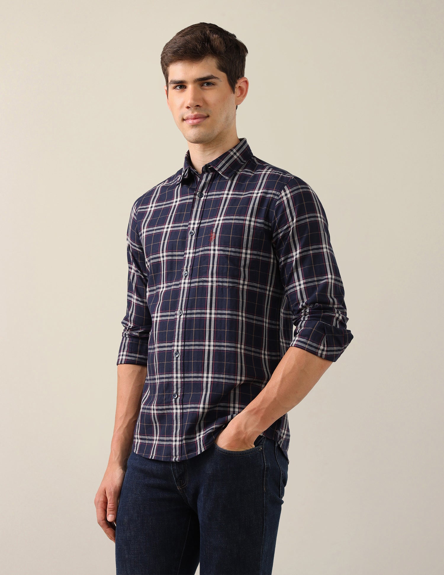 Twill Tailored Fit Shirt Navy - U.S. Polo Assn. India | Large