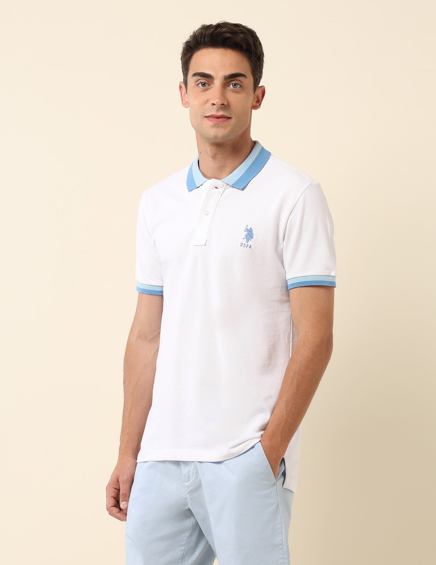 Solid Slim Fit Polo Shirt White - U.S. Polo Assn. India | Large