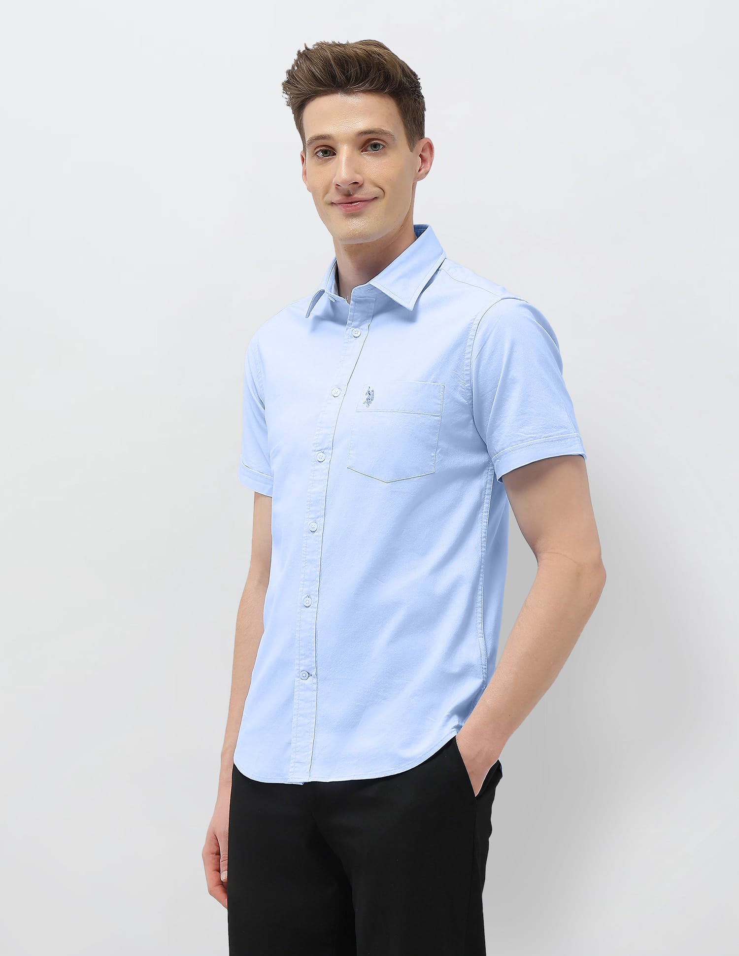 Tailored Fit Oxford Shirt Light Blue - U.S. Polo Assn. India | Large