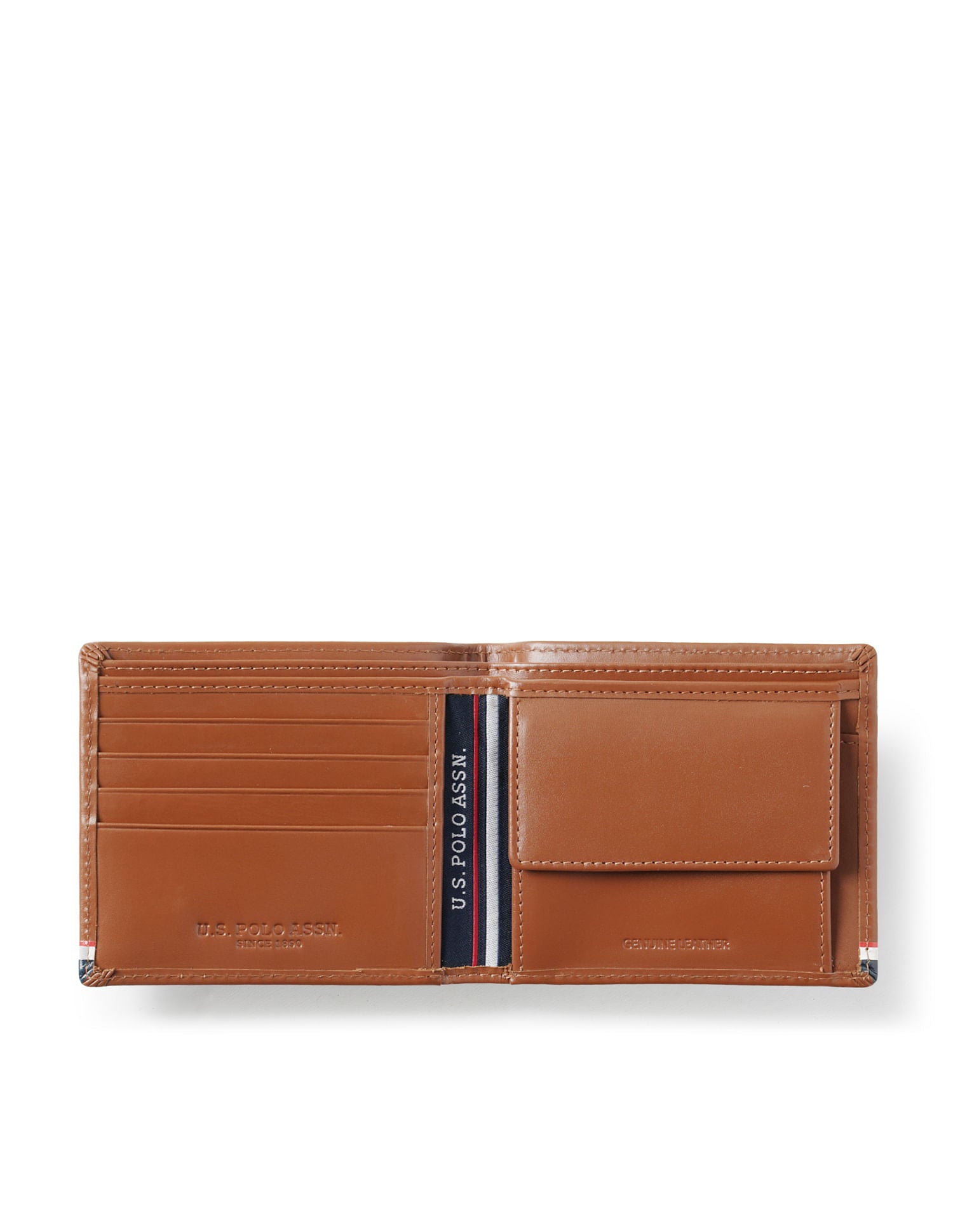 Bi-Fold Taping Leather Patras Wallet Tan - U.S. POLO ASSN. | Large