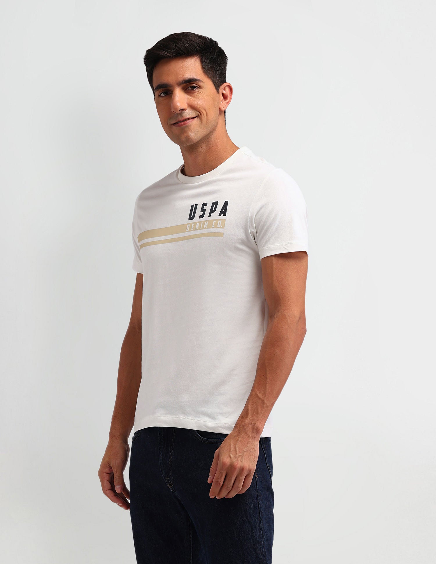 Outdoor Muscle Fit Brand T-Shirt Ivory - U.S. POLO ASSN. | Large
