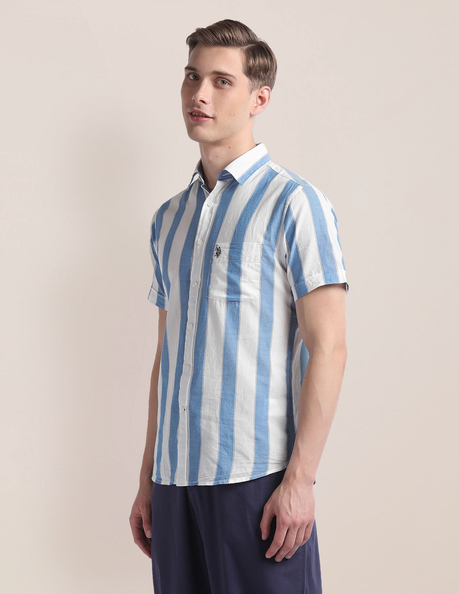 Pinpoint Oxford Striped Shirt Blue and White - U.S. POLO ASSN. | Large