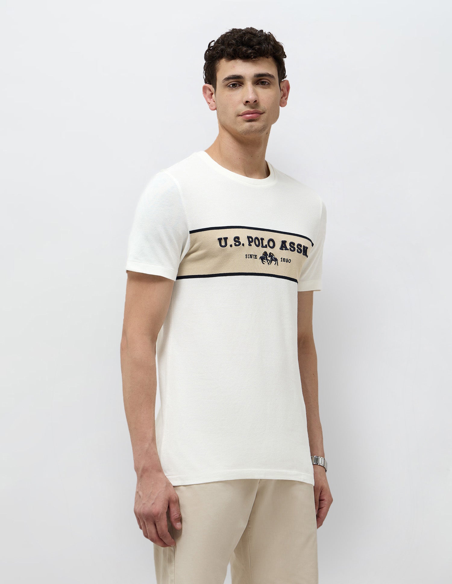 Brand Embroidered Regular Fit T-Shirt Off White - U.S. POLO ASSN. | Large
