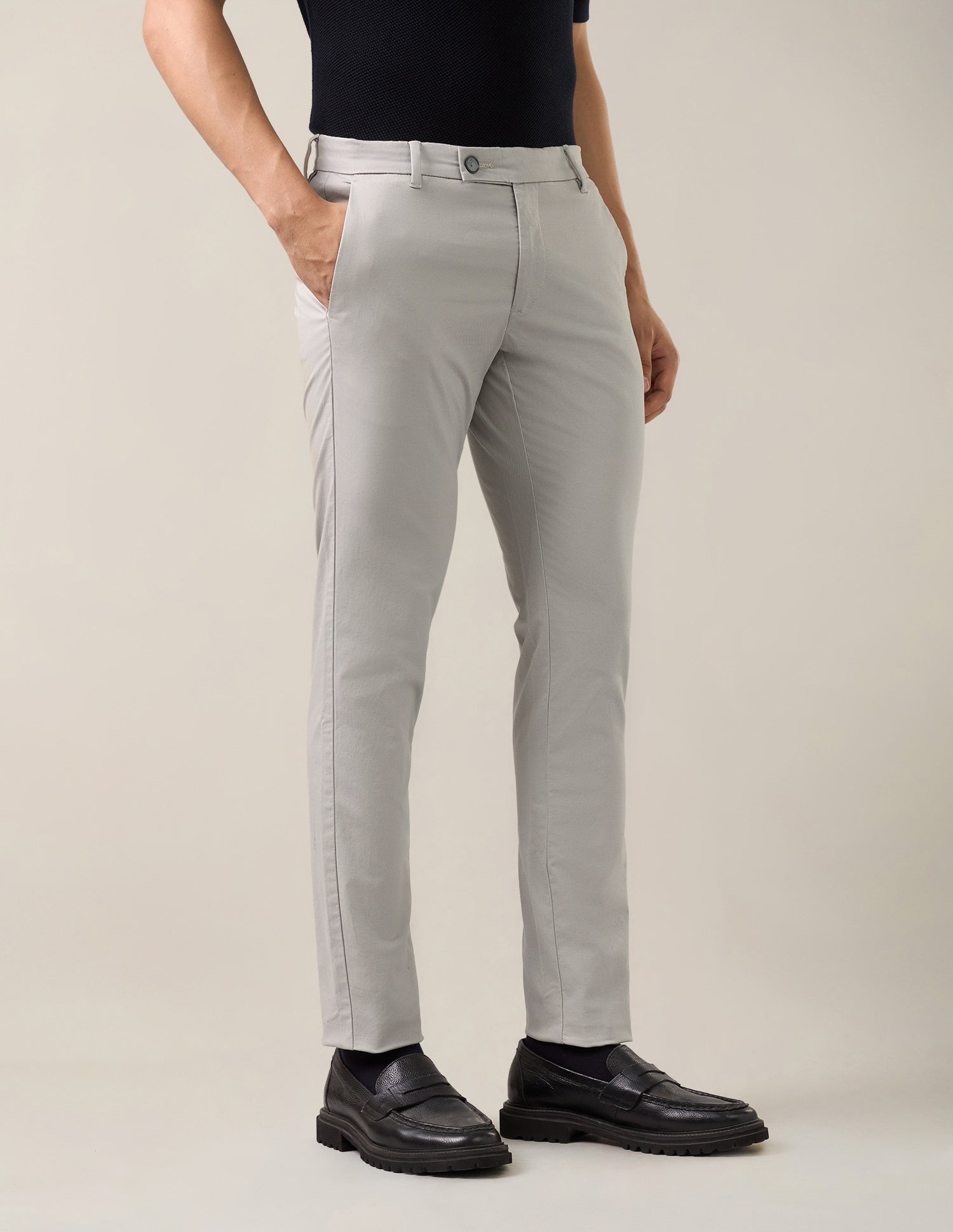 Austin Slim Fit Satin Trousers Grey - U.S. Polo Assn. India | Large