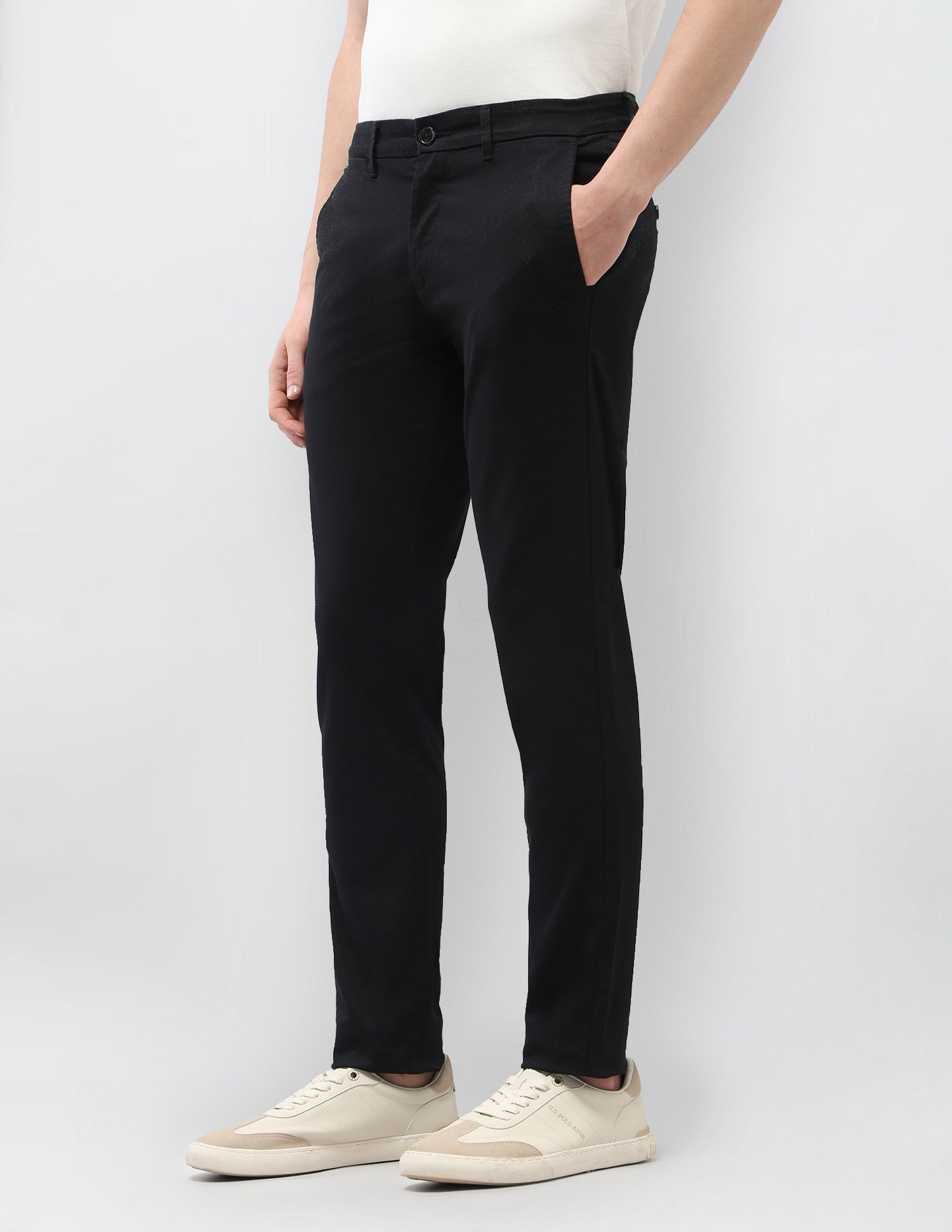 Austin Slim Fit Satin Trousers Black - U.S. Polo Assn. India | Large