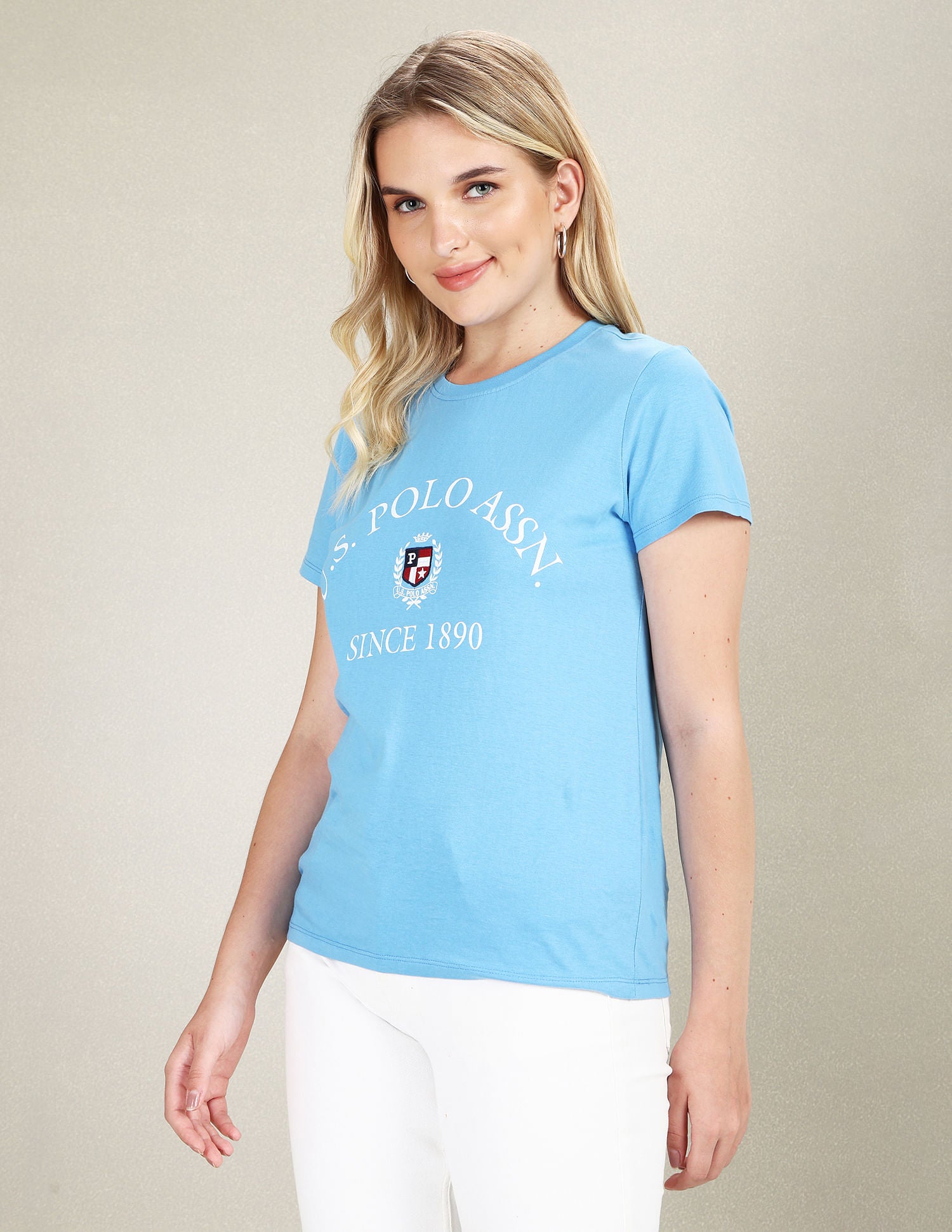 Crew Neck Appliqued Crest T-Shirt Light Blue - U.S. POLO ASSN. | Large