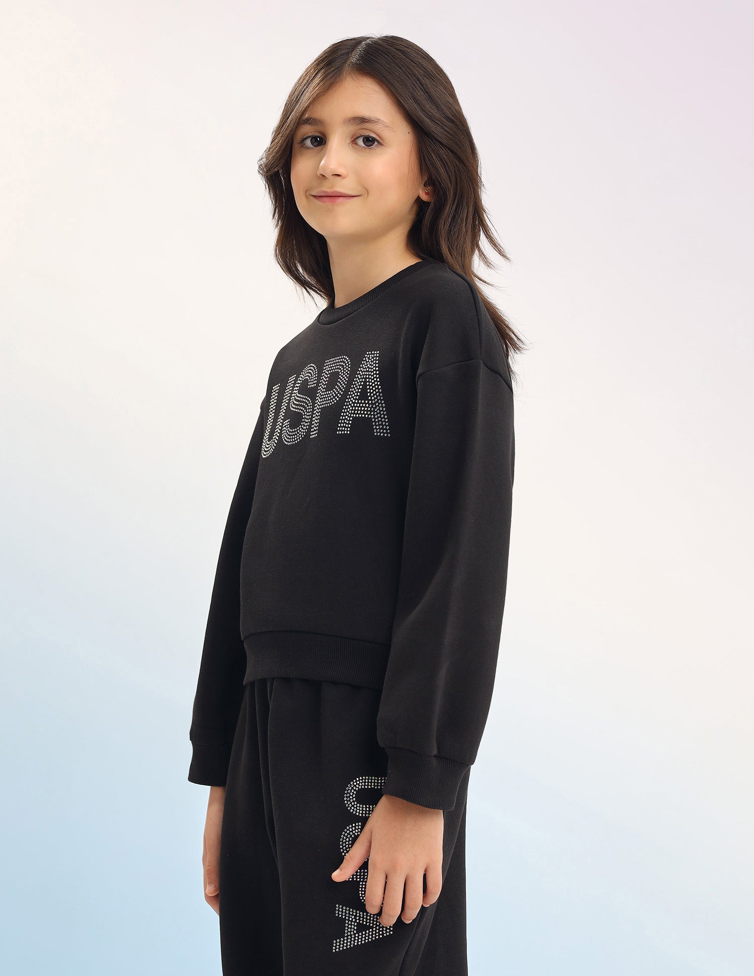 Brand Embellished Regular Fit Sweatshirt Jet Black - U.S. POLO ASSN. | Large