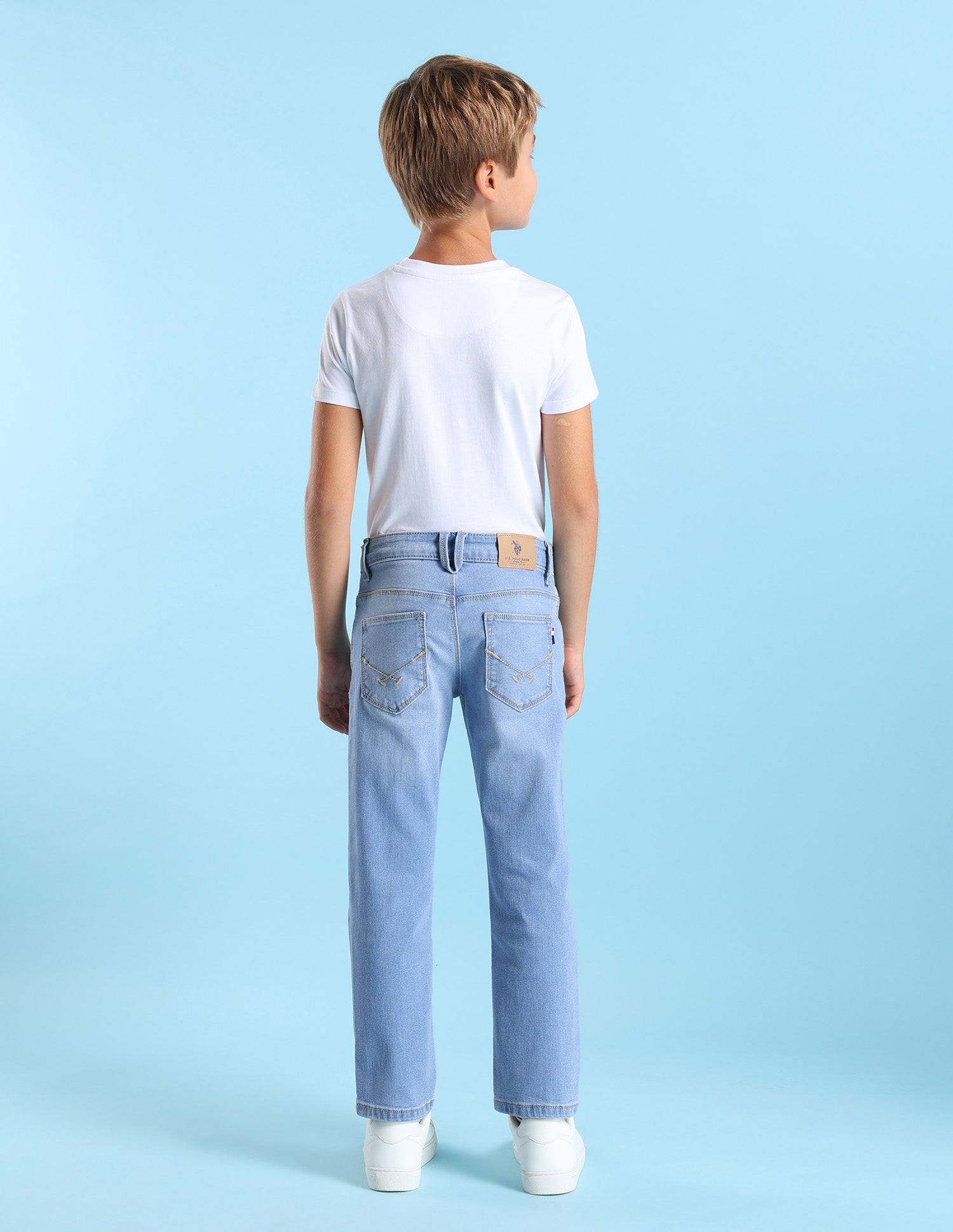 Boys Relaxed Fit Whiskered Jeans Light Blue - U.S. POLO ASSN. | Large