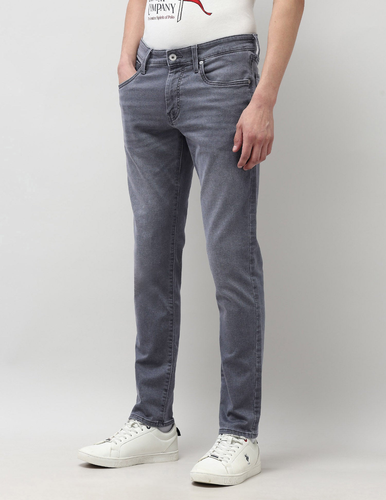 Brandon Slim Tapered Fit Grey Jeans Mid Wash - U.S. POLO ASSN. | Large