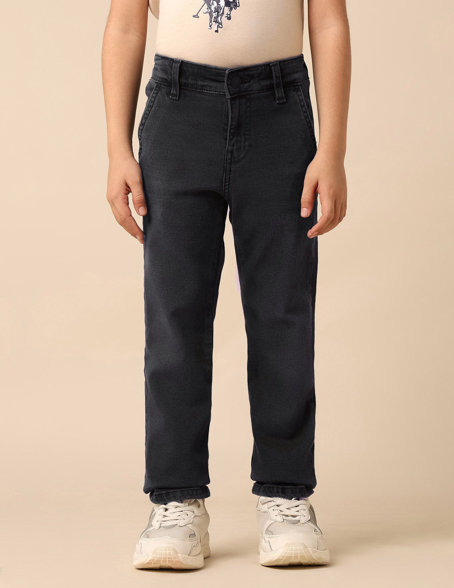 Boys Stone Washed Relaxed Fit Jeans Black - U.S. POLO ASSN. | Large