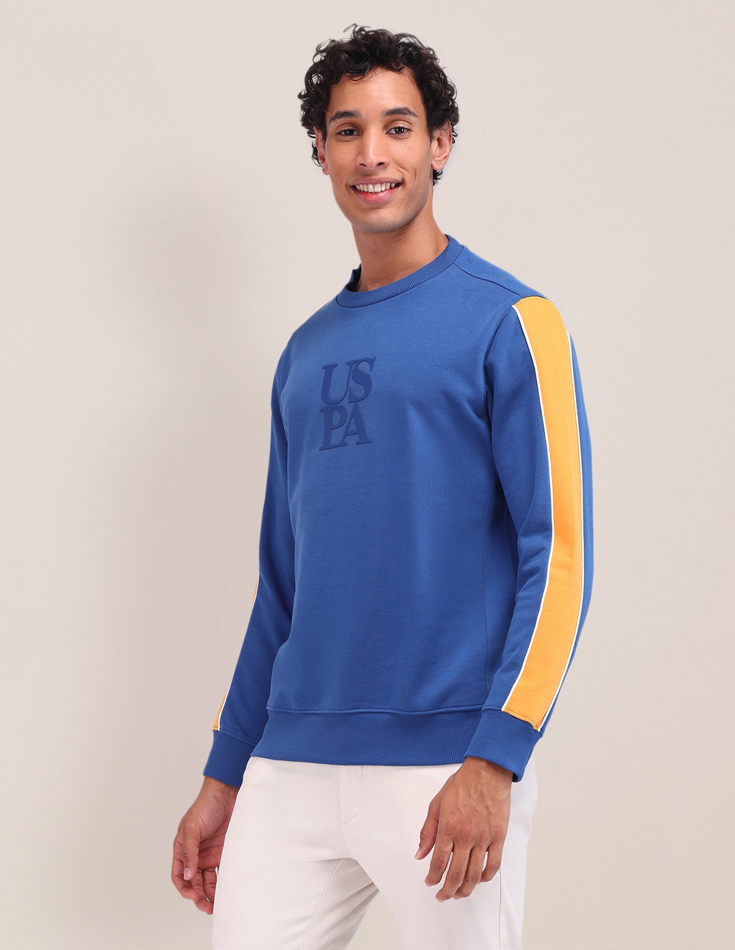 Brand Printed Regular Fit Sweatshirt Blue - U.S. Polo Assn. India | Large